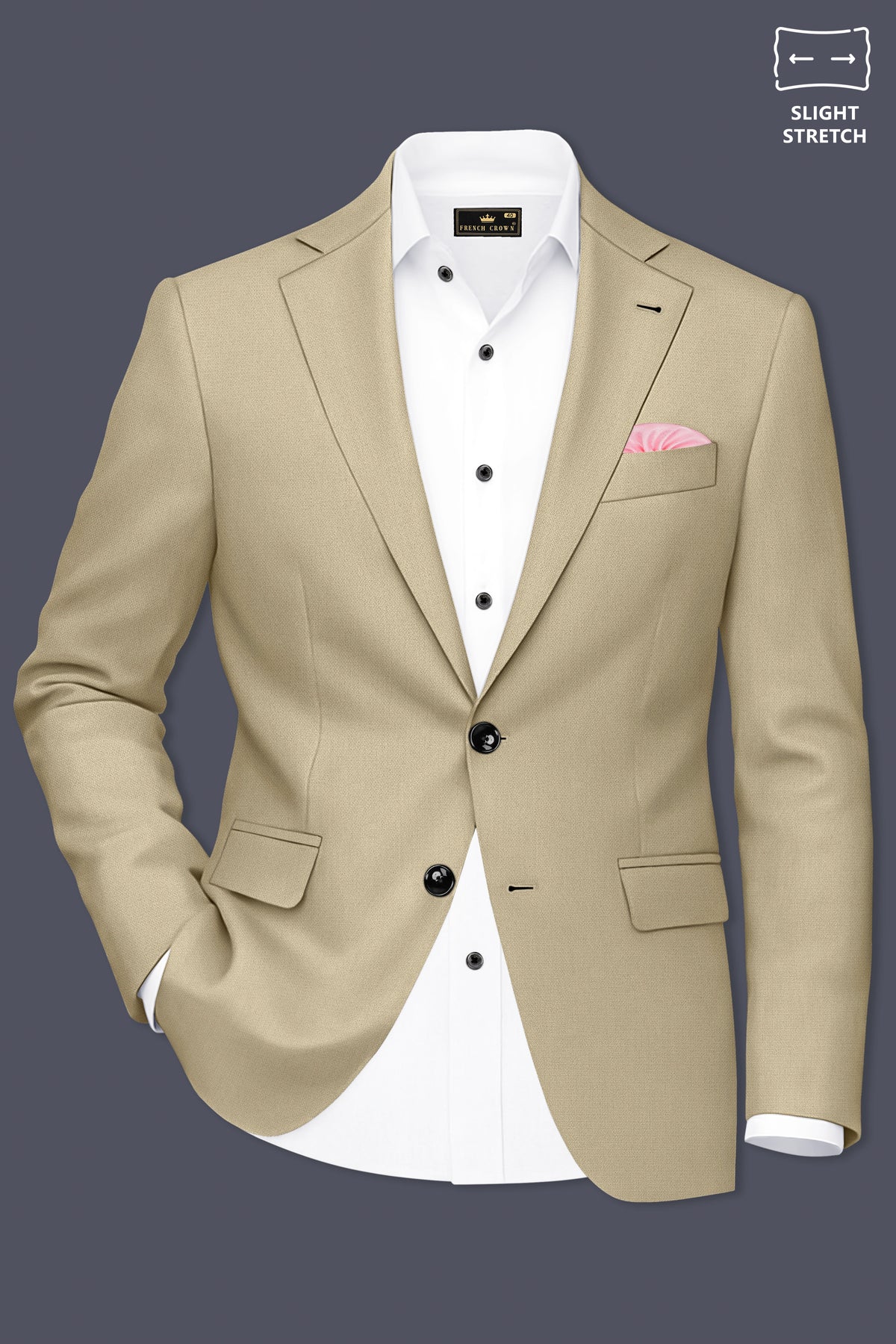 Sienna-Malta Cream Diamond Textured Wool Rich Slight Stretch Single Breasted Suit