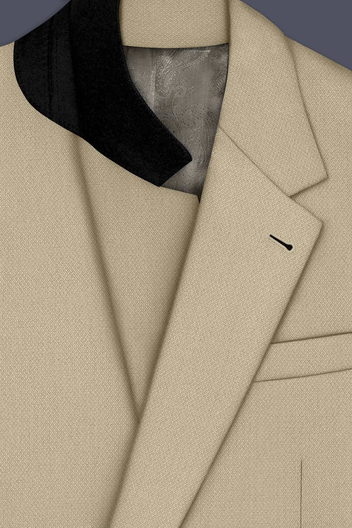 Sienna-Malta Cream Diamond Textured Wool Rich Slight Stretch Single Breasted Suit