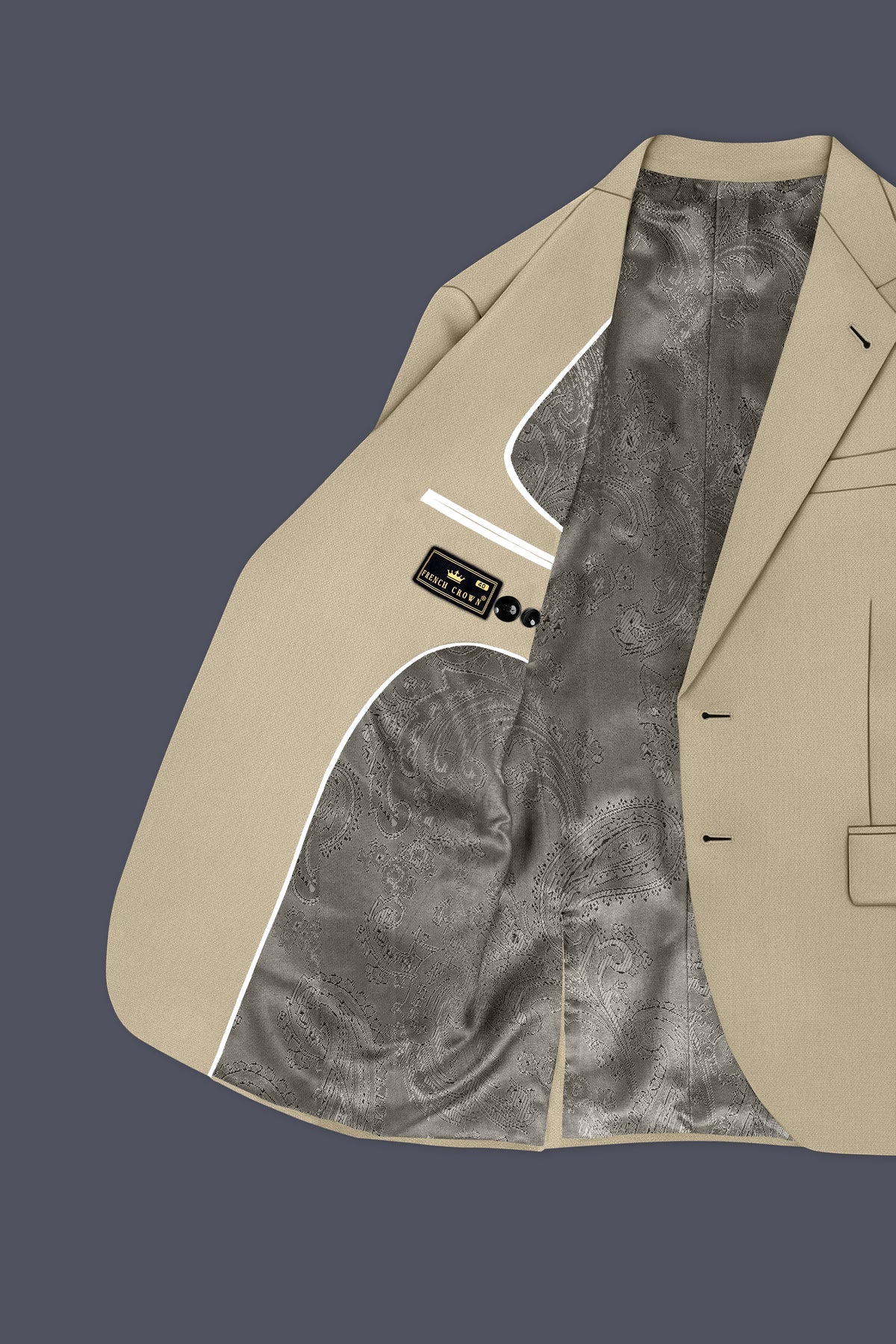Sienna-Malta Cream Diamond Textured Wool Rich Slight Stretch Single Breasted Suit