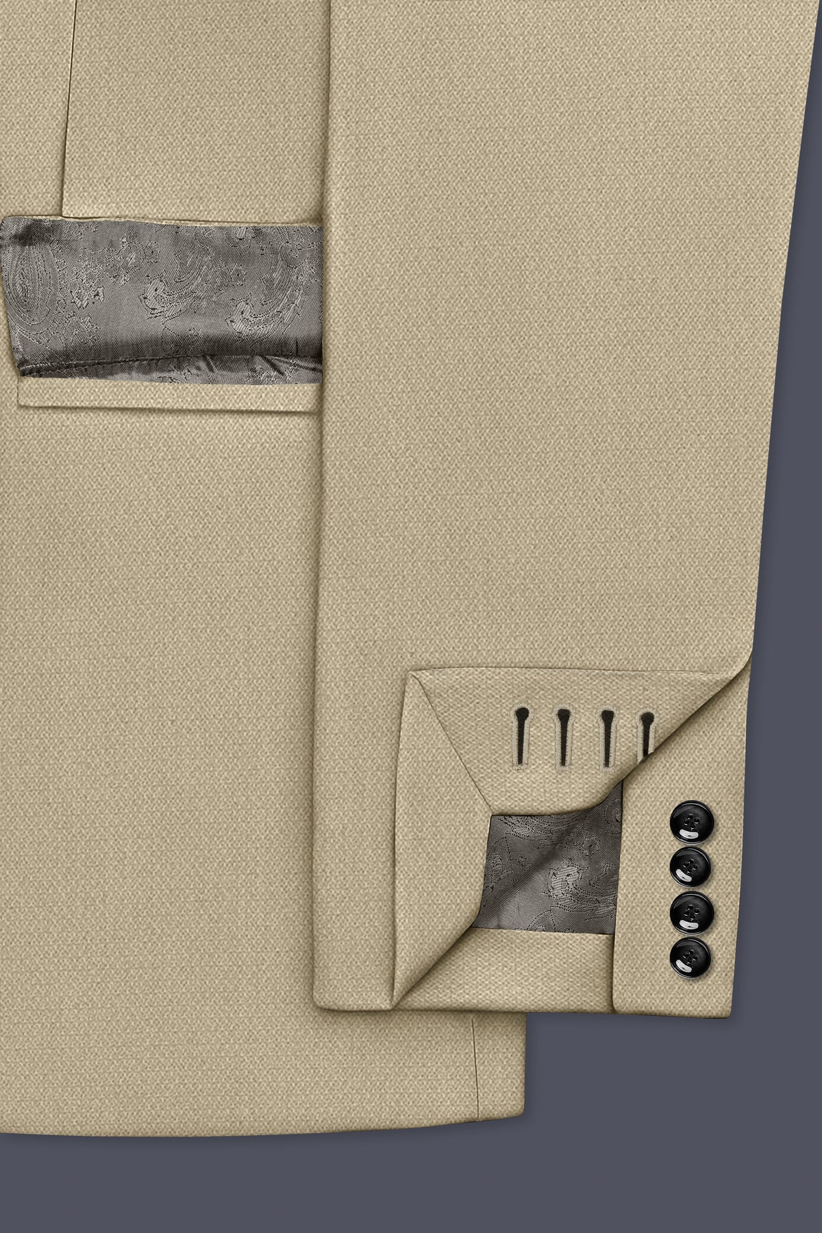 Sienna-Malta Cream Diamond Textured Wool Rich Slight Stretch Single Breasted Suit
