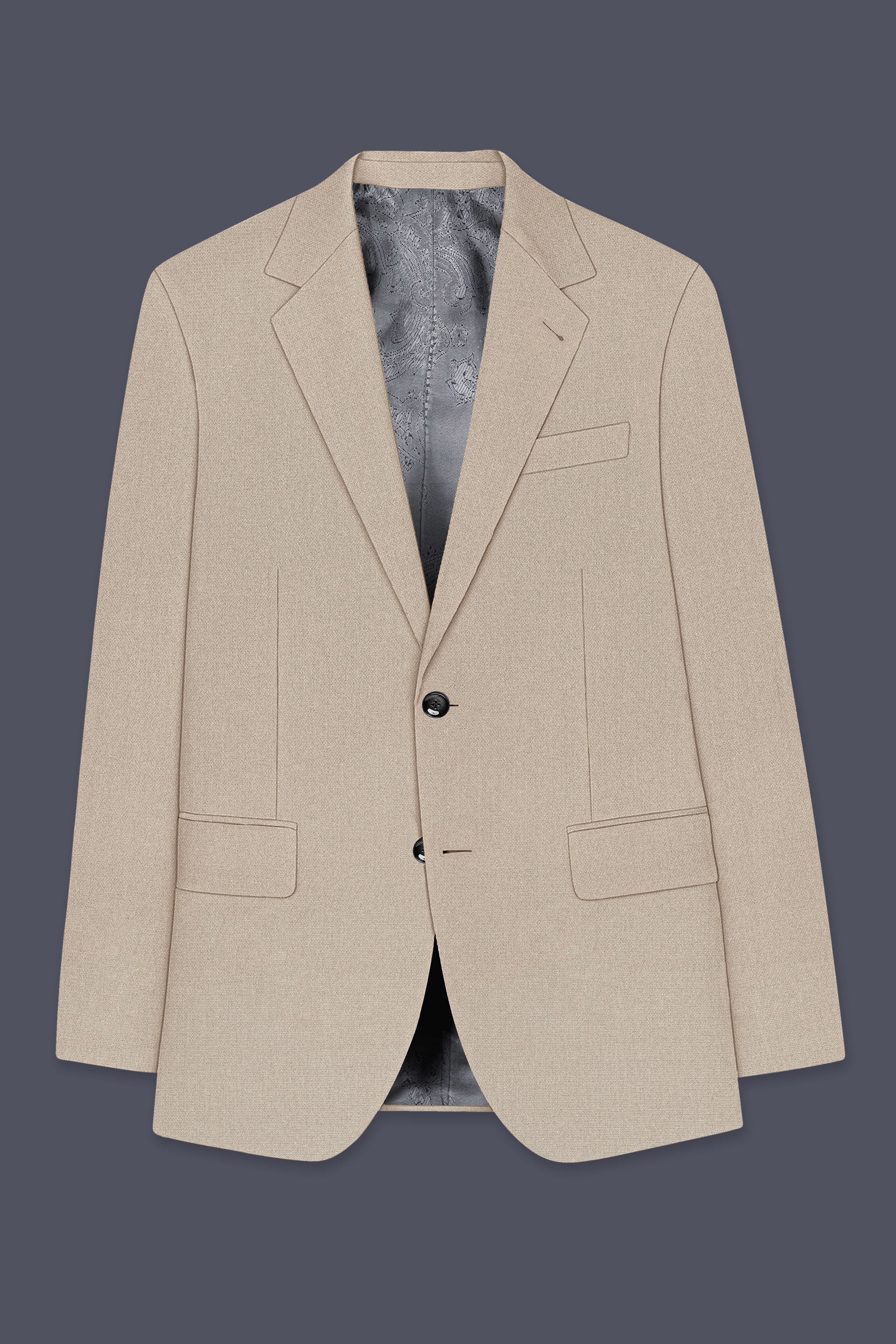 Sienna-Malta Cream Diamond Textured Wool Rich Slight Stretch Single Breasted Suit