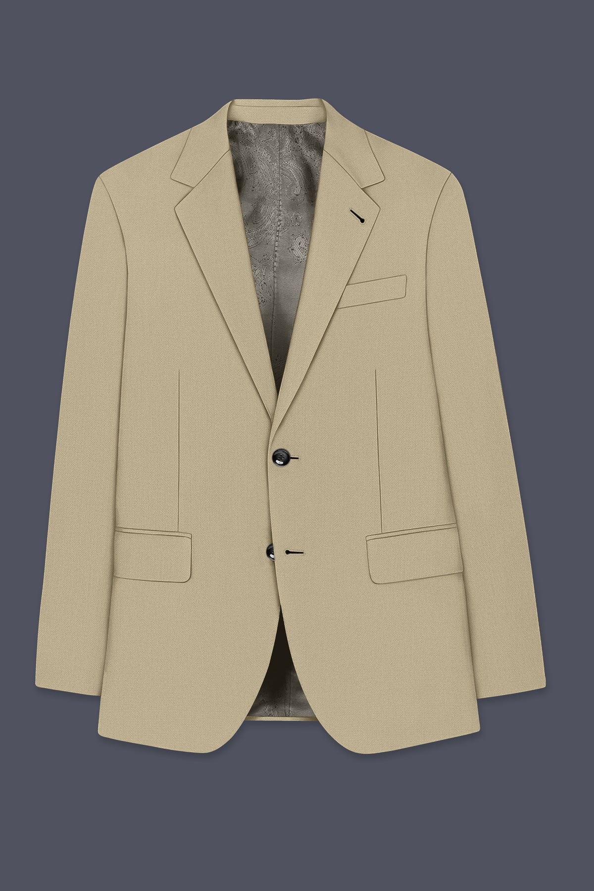Sienna-Malta Cream Diamond Textured Wool Rich Slight Stretch Single Breasted Suit