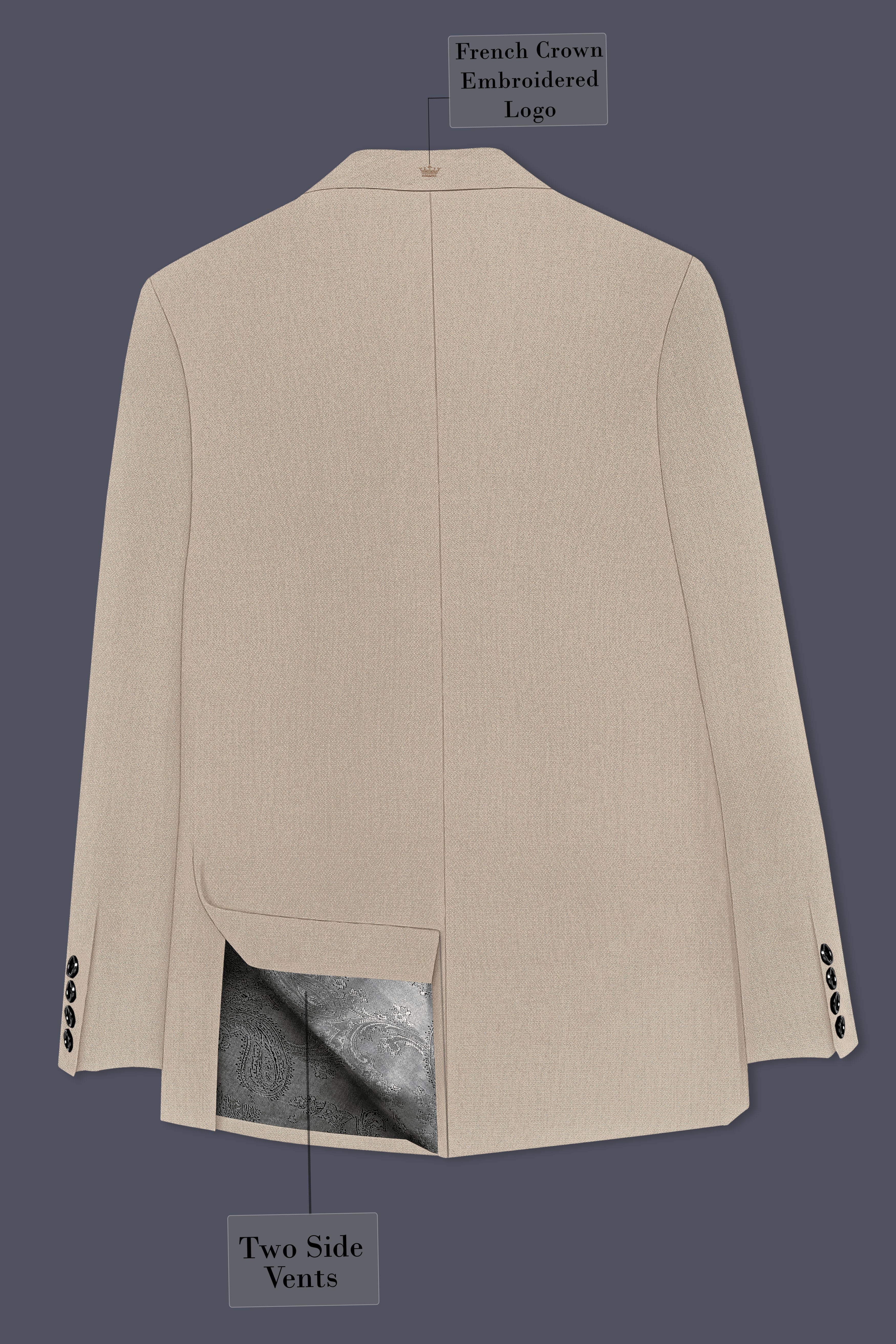 Sienna-Malta Cream Diamond Textured Wool Rich Slight Stretch Single Breasted Suit