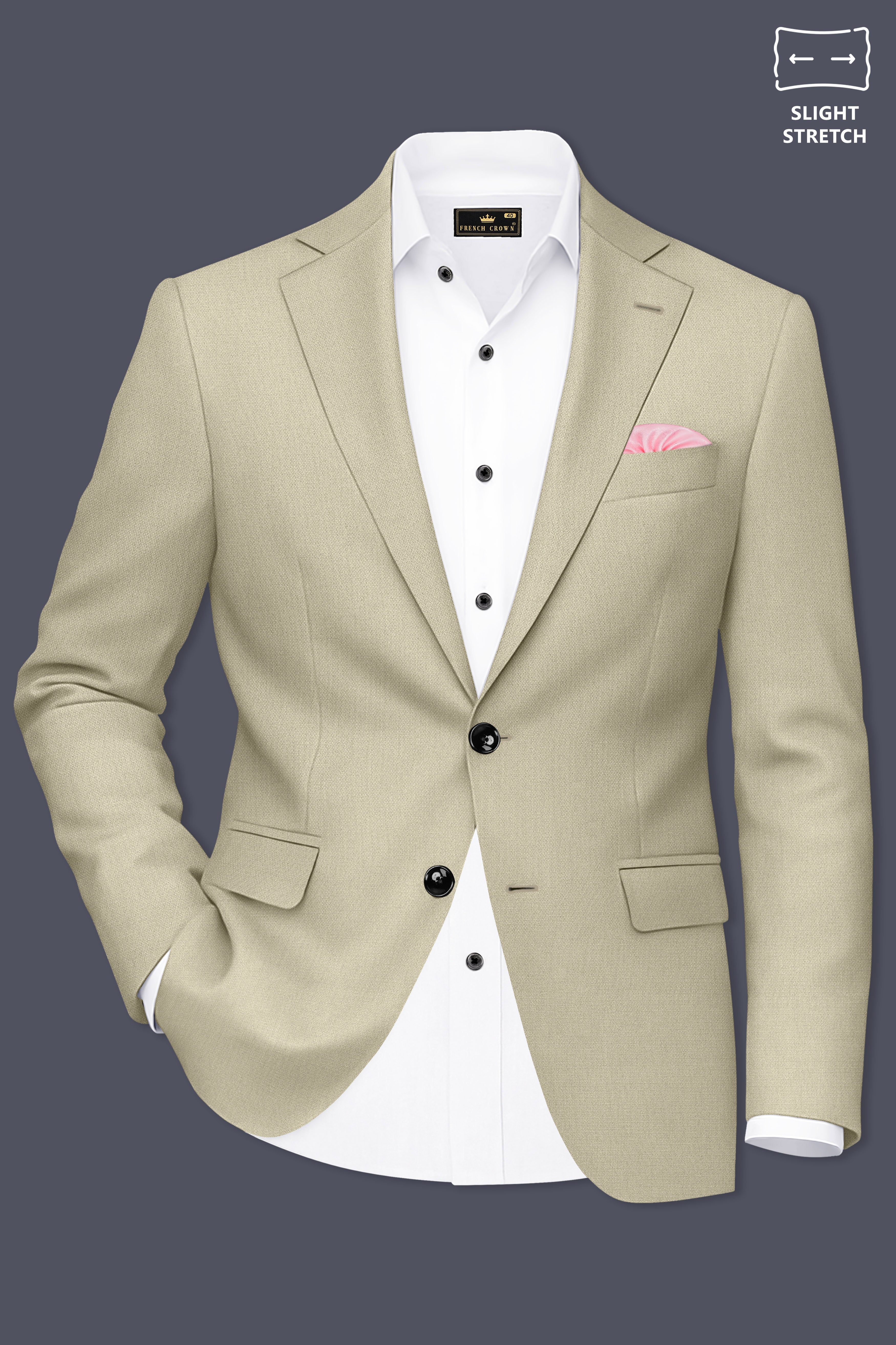 Cedar-Tallow Green Diamond Textured Wool Rich Slight Stretch Single Breasted Suit