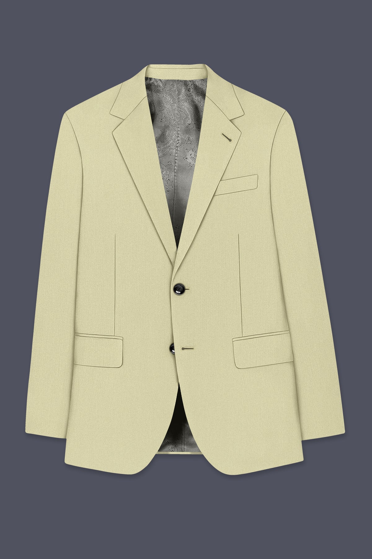 Cedar-Tallow Green Diamond Textured Wool Rich Slight Stretch Single Breasted Suit
