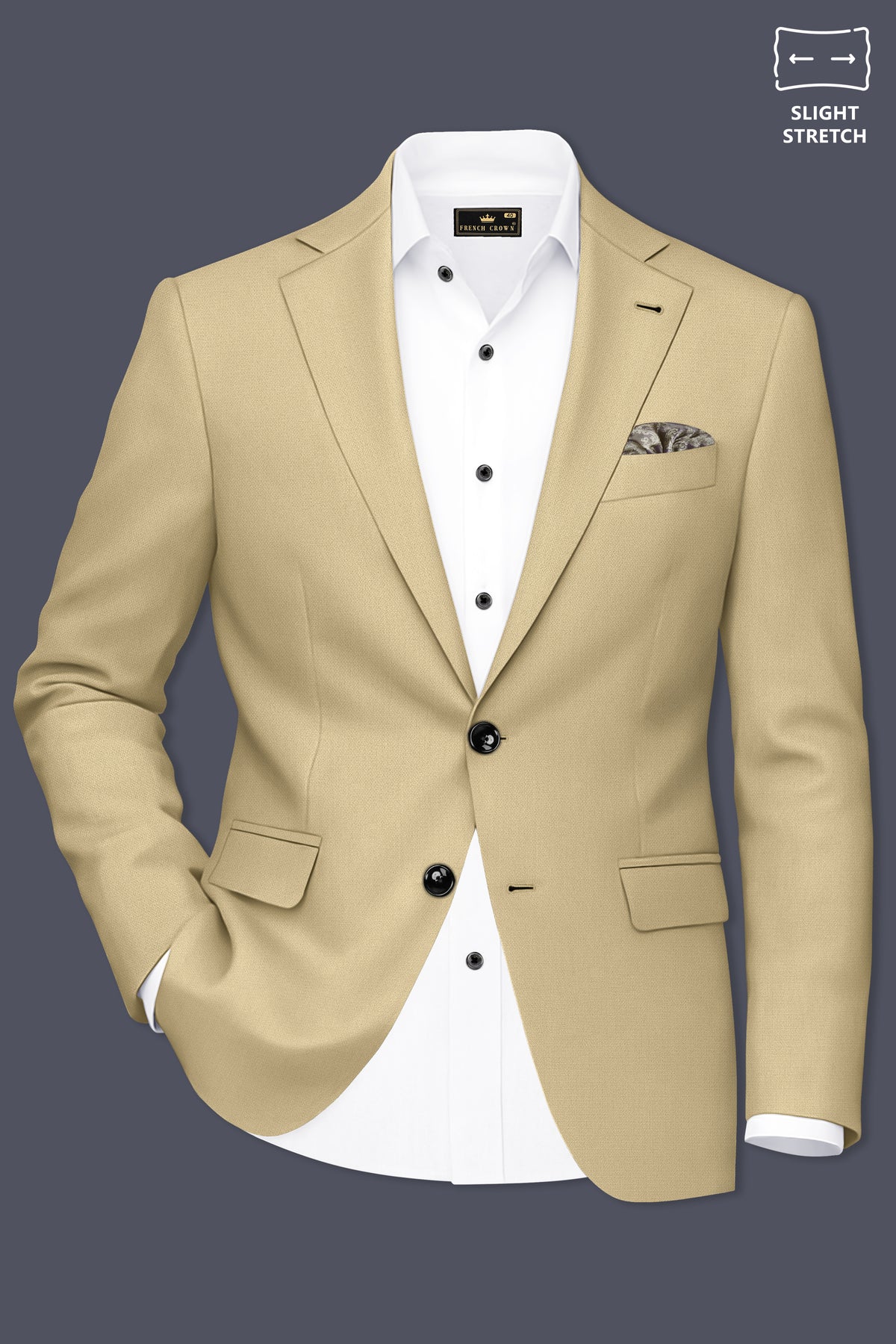 Sable-Mongoose Cream Diamond Textured Wool Rich Slight Stretch Single Breasted Suit