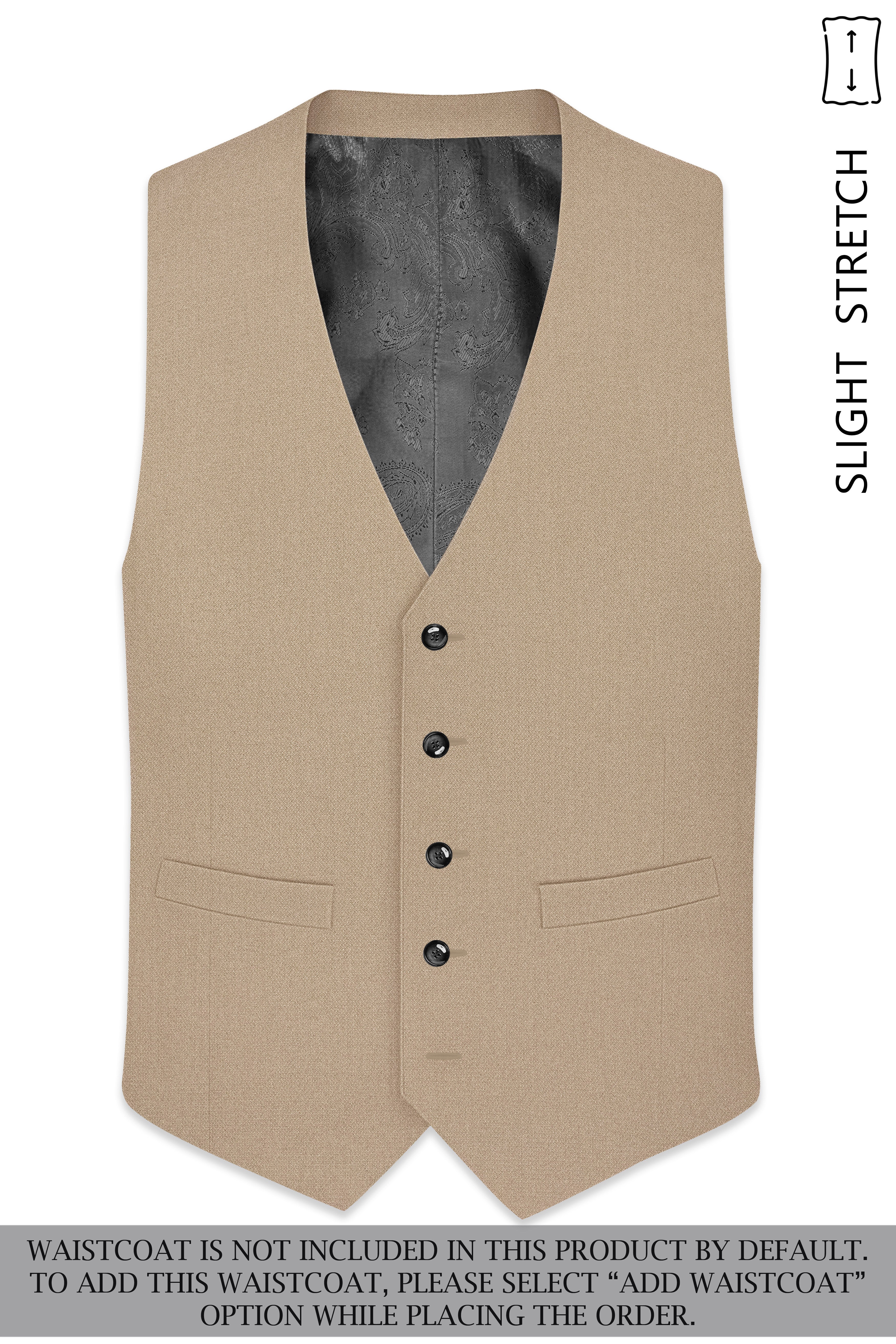 Sable-Mongoose Cream Diamond Textured Wool Rich Slight Stretch Single Breasted Suit