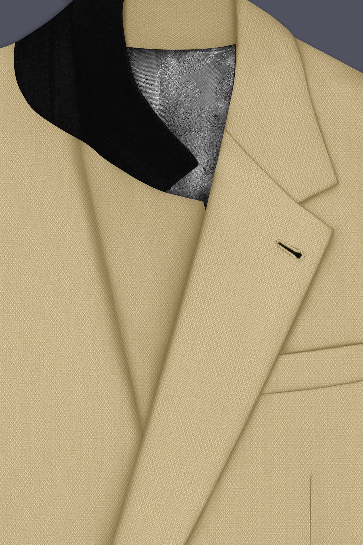 Sable-Mongoose Cream Diamond Textured Wool Rich Slight Stretch Single Breasted Suit