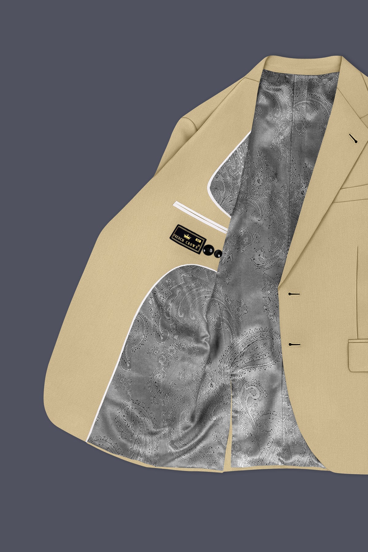 Sable-Mongoose Cream Diamond Textured Wool Rich Slight Stretch Single Breasted Suit