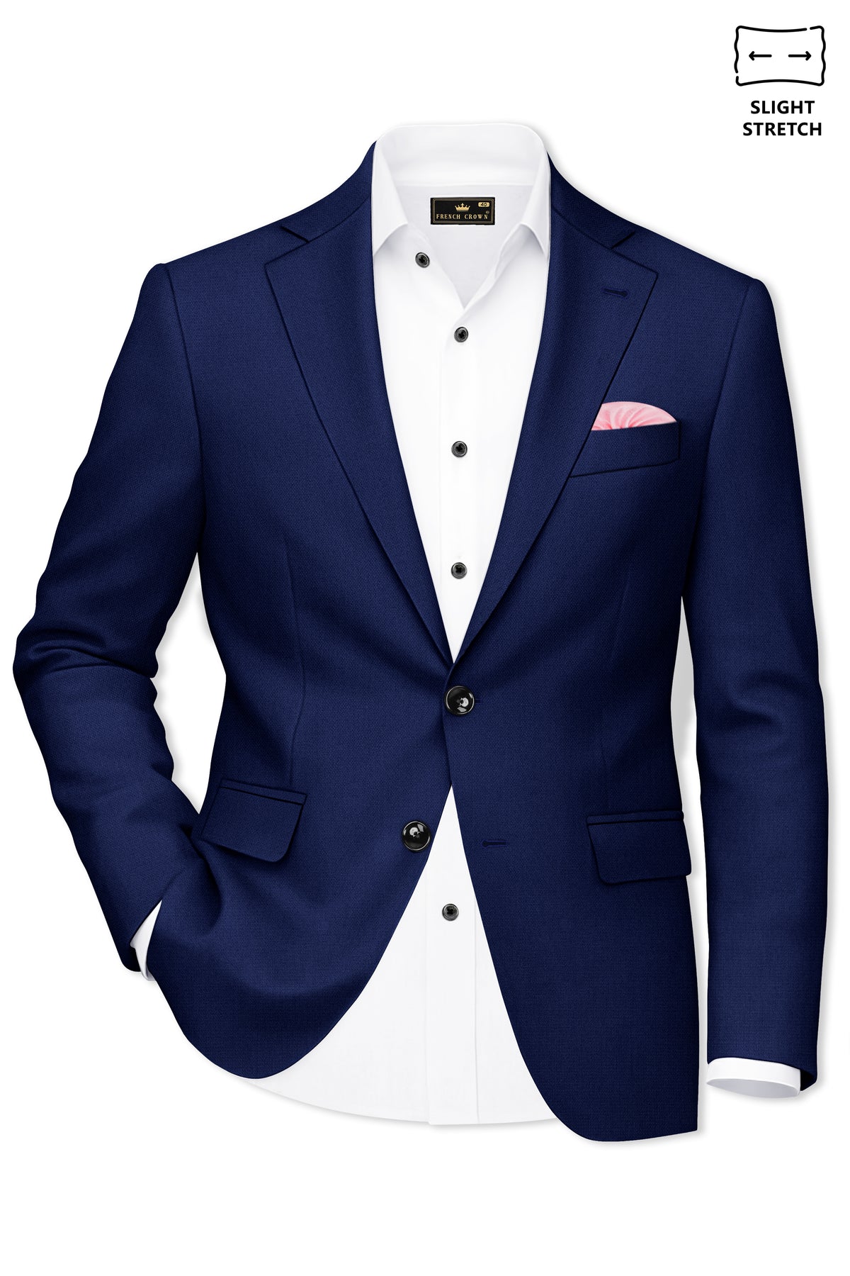 Orion-Vulcan Blue Diamond Textured Wool Rich Slight Stretch Single Breasted Suit