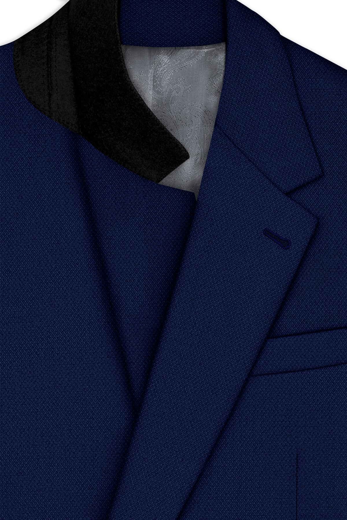 Orion-Vulcan Blue Diamond Textured Wool Rich Slight Stretch Single Breasted Suit