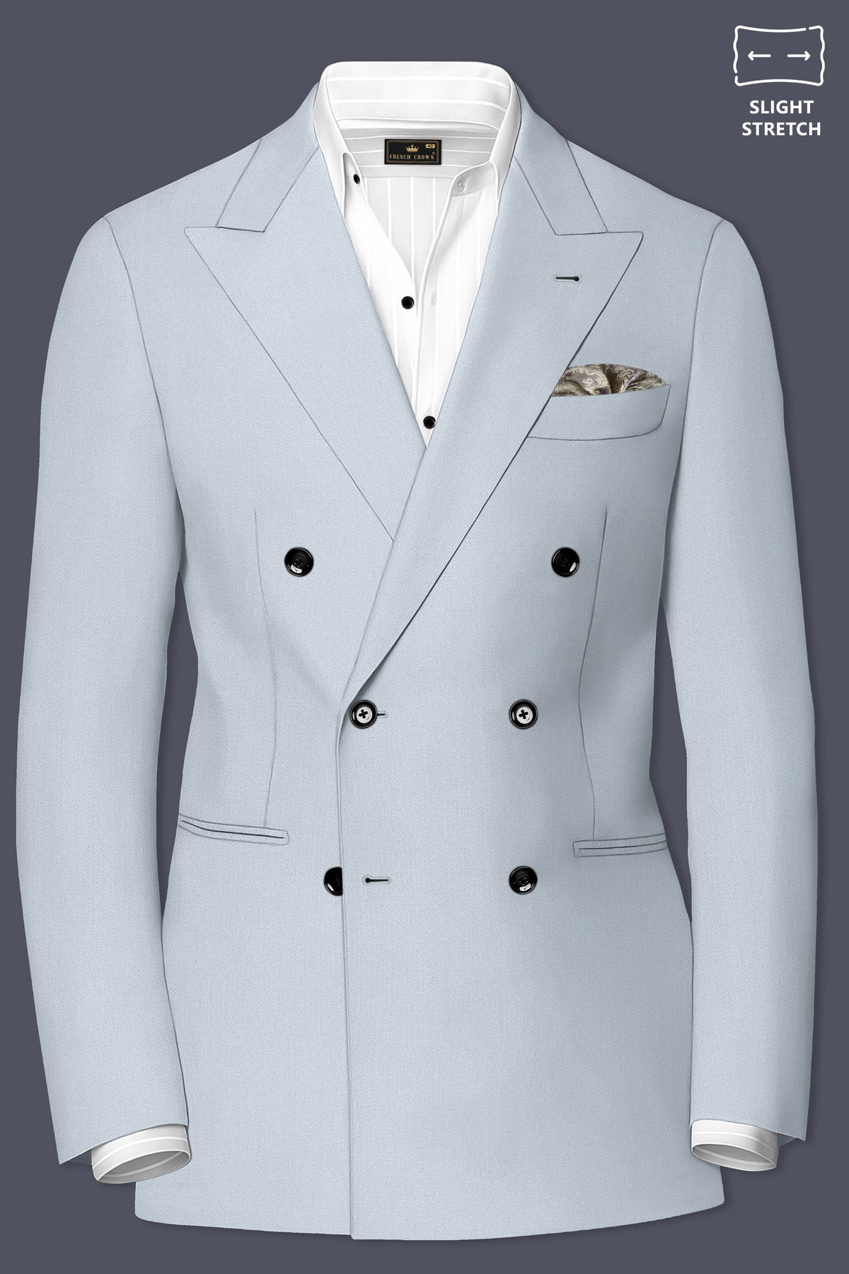 Prism-Chalice Gray Diamond Textured Wool Rich Slight Stretch Double Breasted Suit