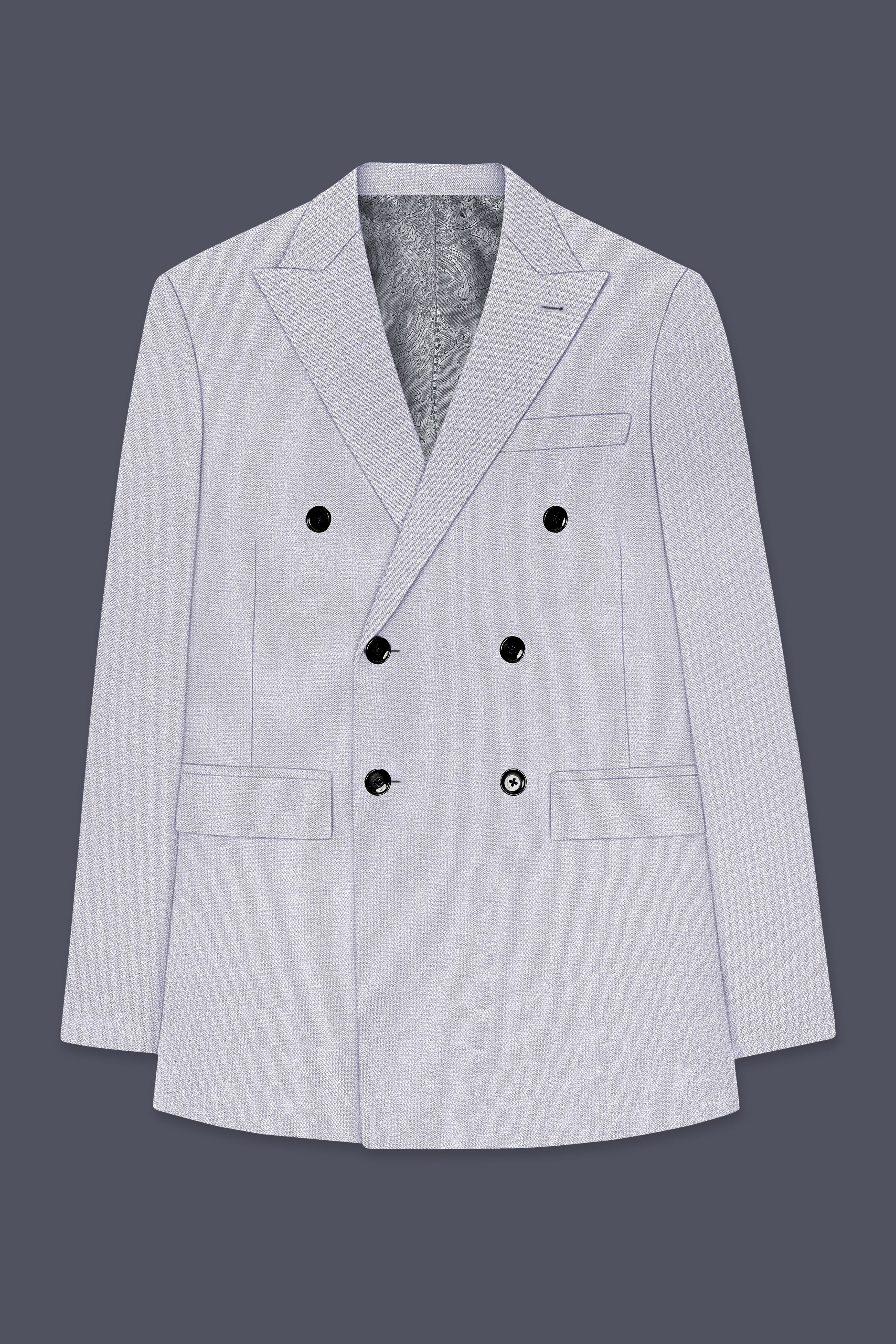 Prism-Chalice Gray Diamond Textured Wool Rich Slight Stretch Double Breasted Suit