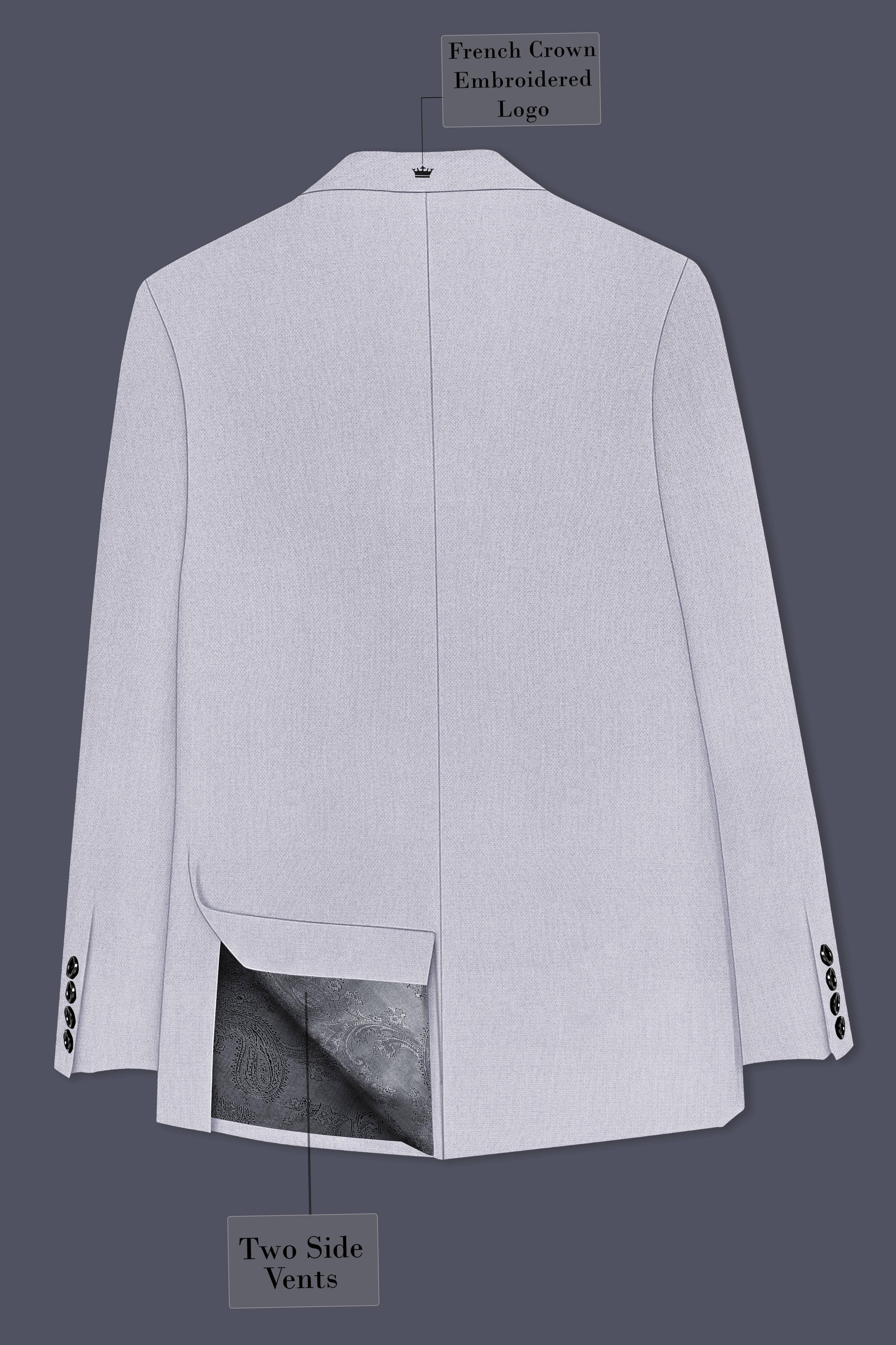 Prism-Chalice Gray Diamond Textured Wool Rich Slight Stretch Double Breasted Suit