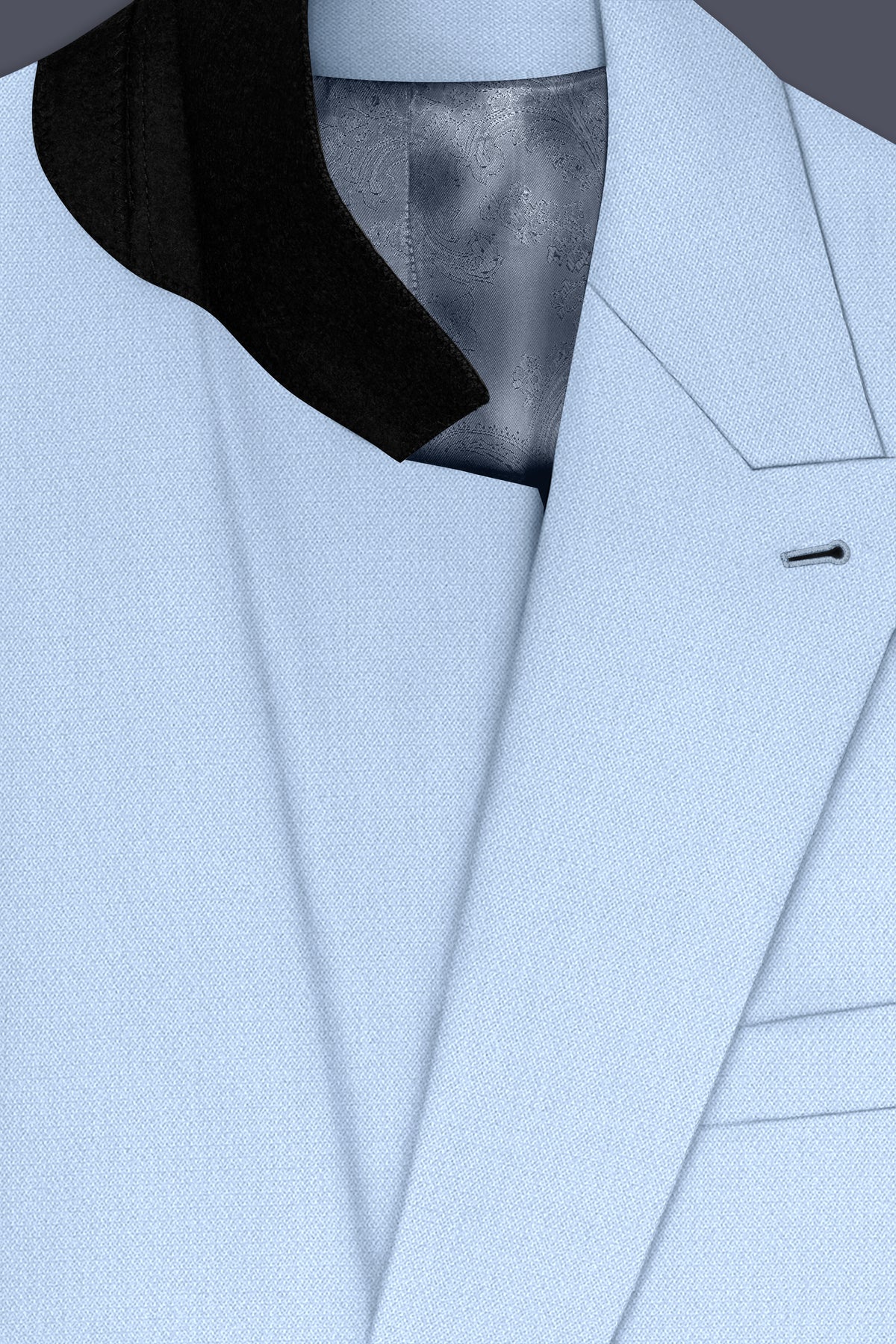 Azure-Heather Blue Diamond Textured Wool Rich Slight Stretch Double Breasted Suit