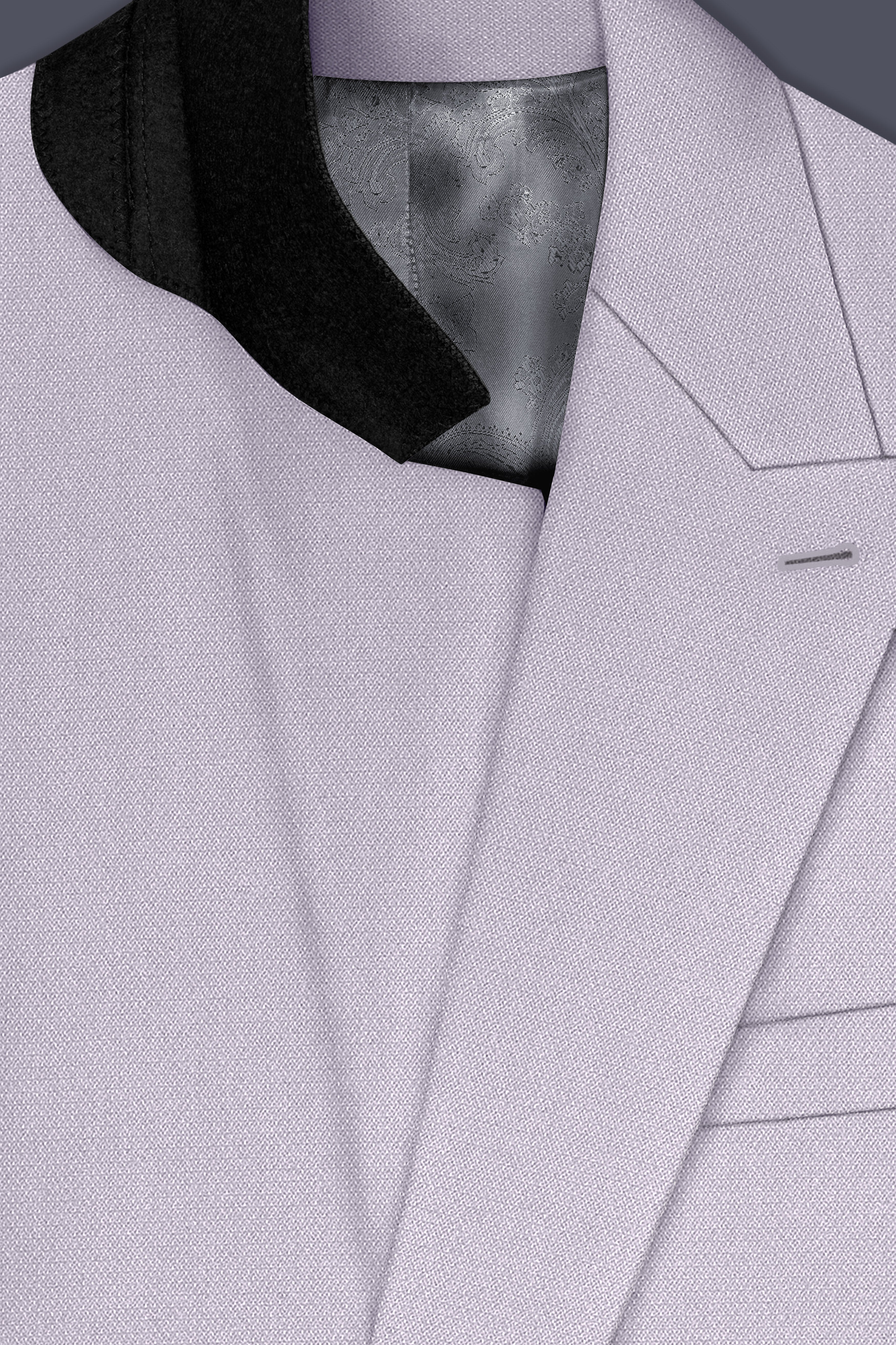 Mist-Spun Pearl Gray Diamond Textured Wool Rich Slight Stretch Double Breasted Suit