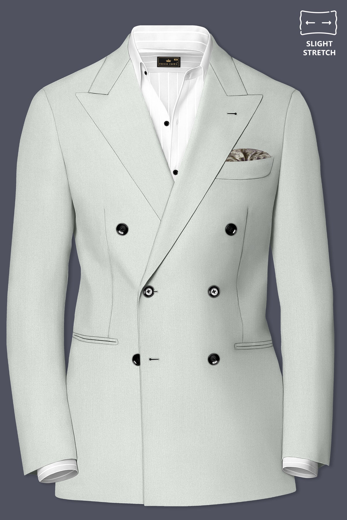Regent-Noble Gray Diamond Textured Wool Rich Slight Stretch Double Breasted Suit