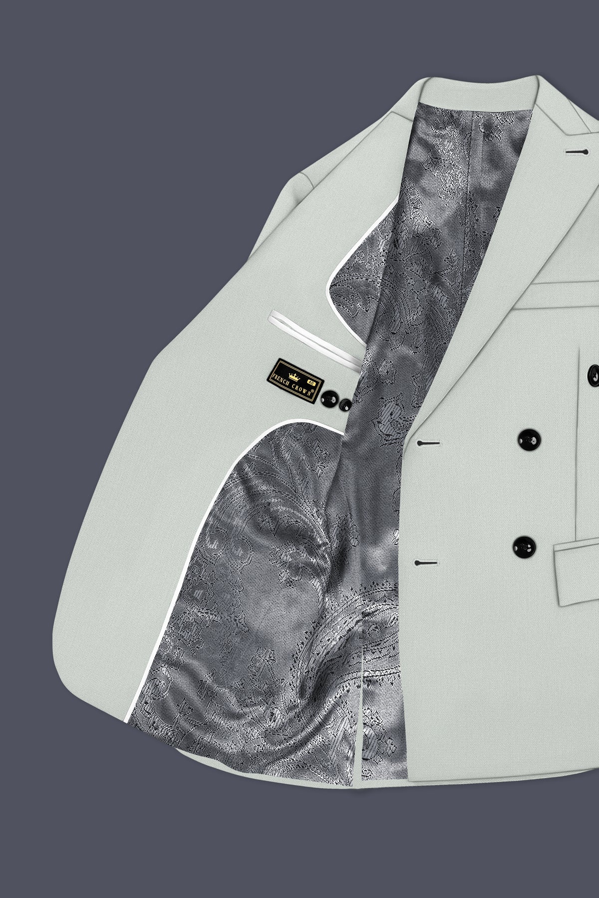 Regent-Noble Gray Diamond Textured Wool Rich Slight Stretch Double Breasted Suit