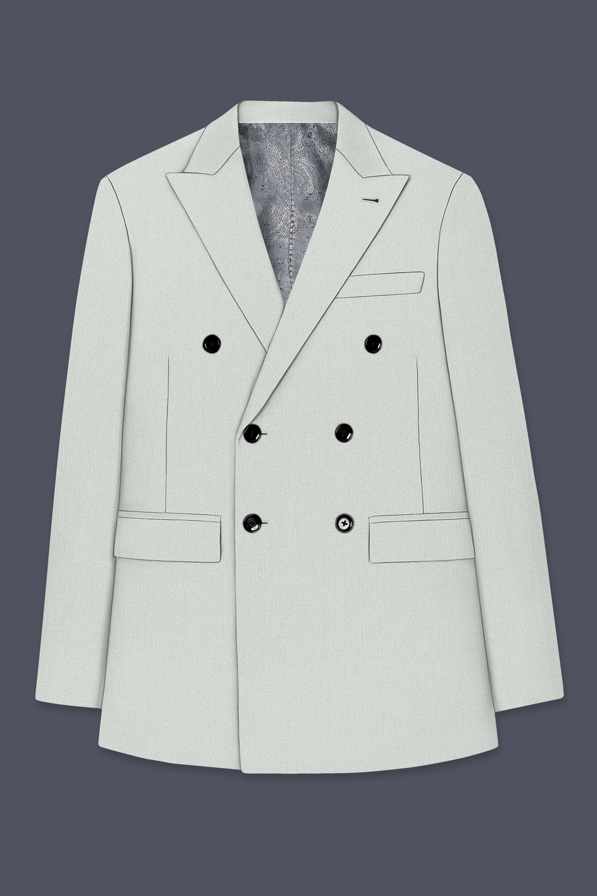 Regent-Noble Gray Diamond Textured Wool Rich Slight Stretch Double Breasted Suit