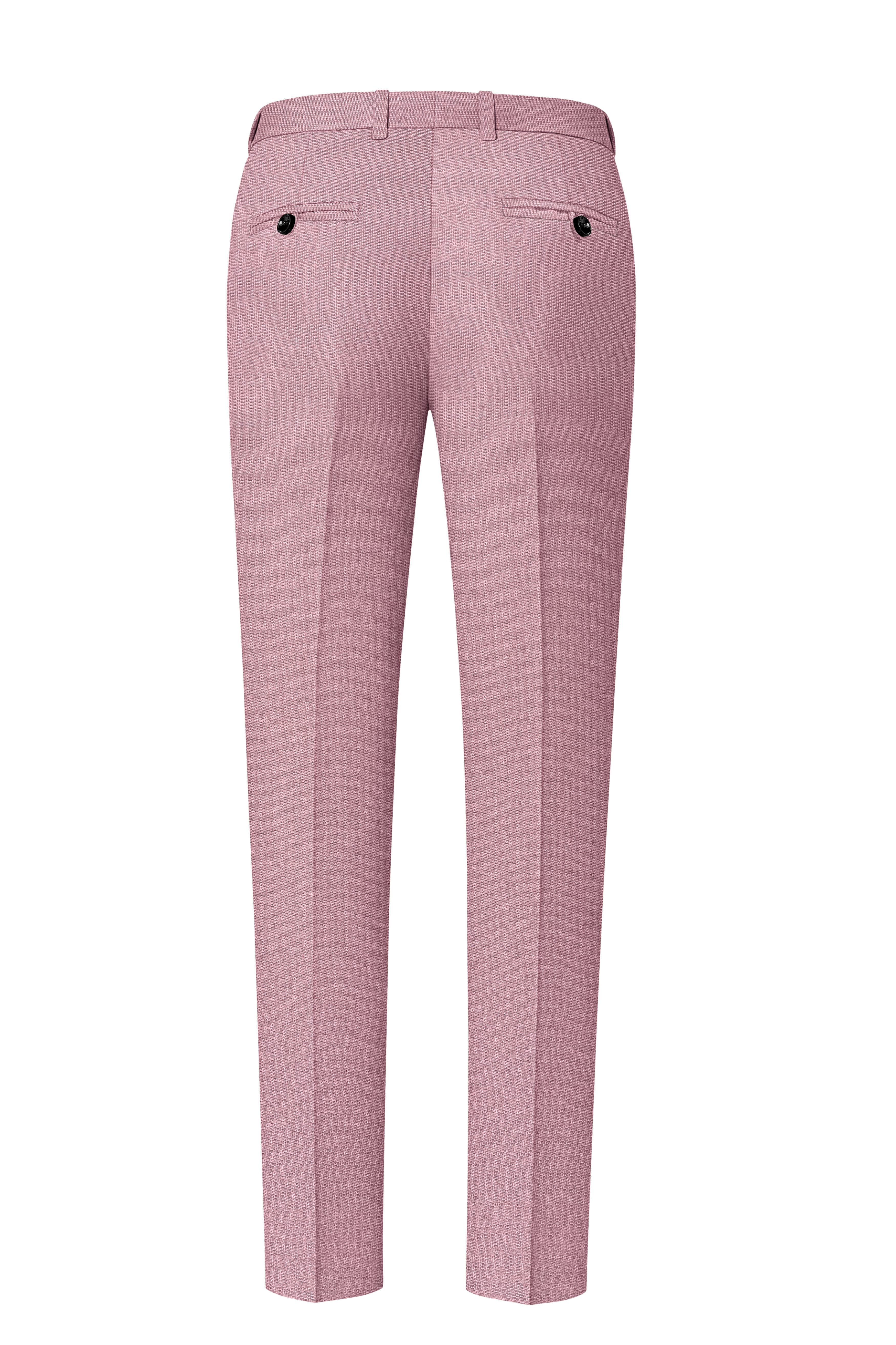 Aurore-Brandy Rose Pink Diamond Textured Wool Rich Slight Stretch Double Breasted Suit