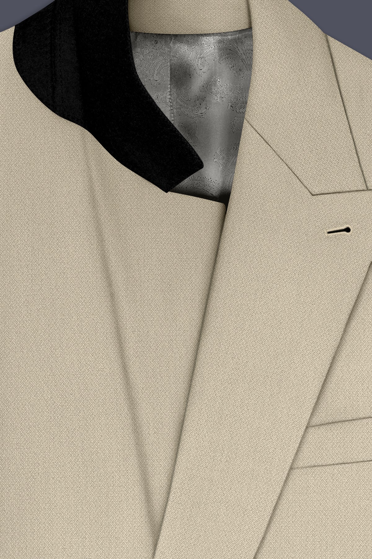 Vellum-Rodeo Cream Diamond Textured Wool Rich Slight Stretch Double Breasted Suit