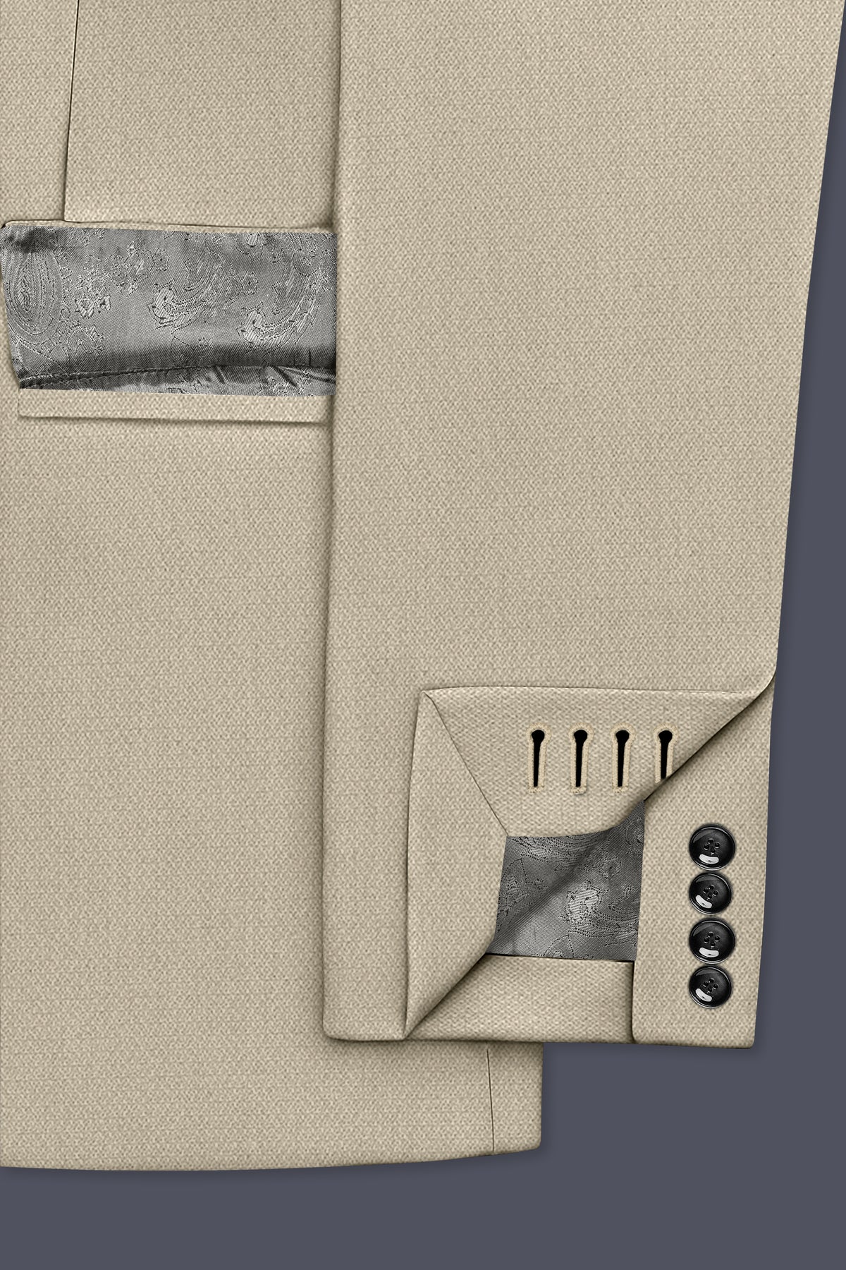 Vellum-Rodeo Cream Diamond Textured Wool Rich Slight Stretch Double Breasted Suit