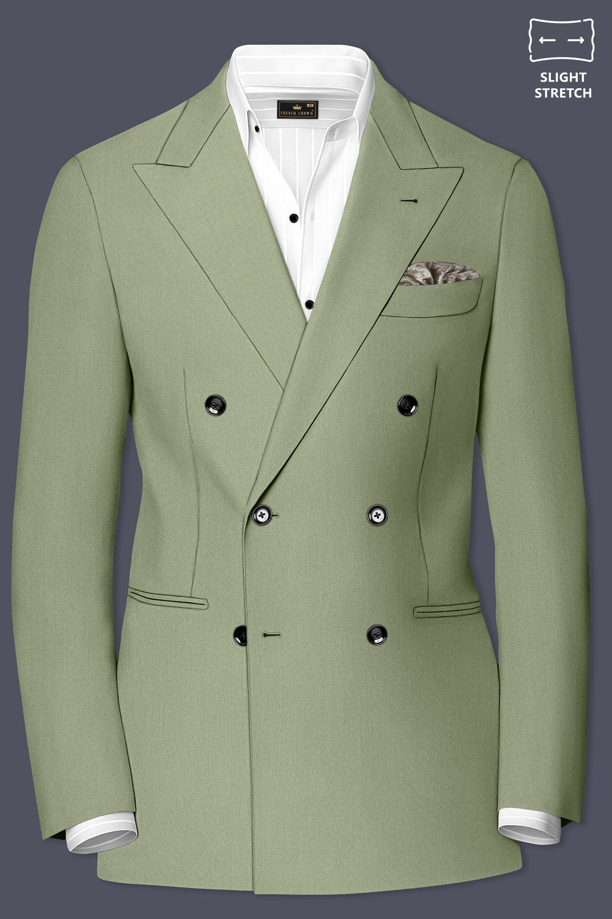Verdo-Pablo Green Diamond Textured Wool Rich Slight Stretch Double Breasted Suit