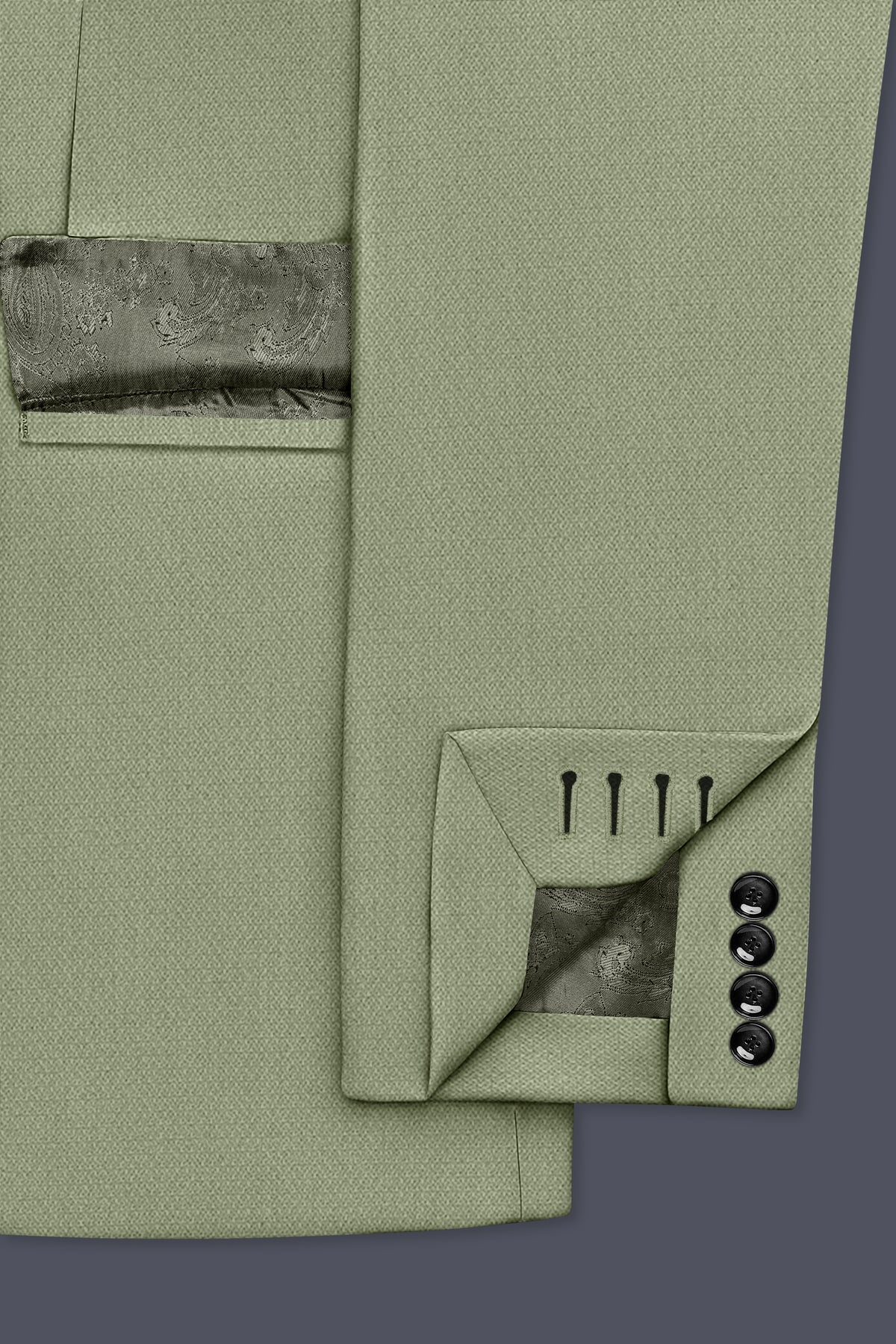 Verdo-Pablo Green Diamond Textured Wool Rich Slight Stretch Double Breasted Suit