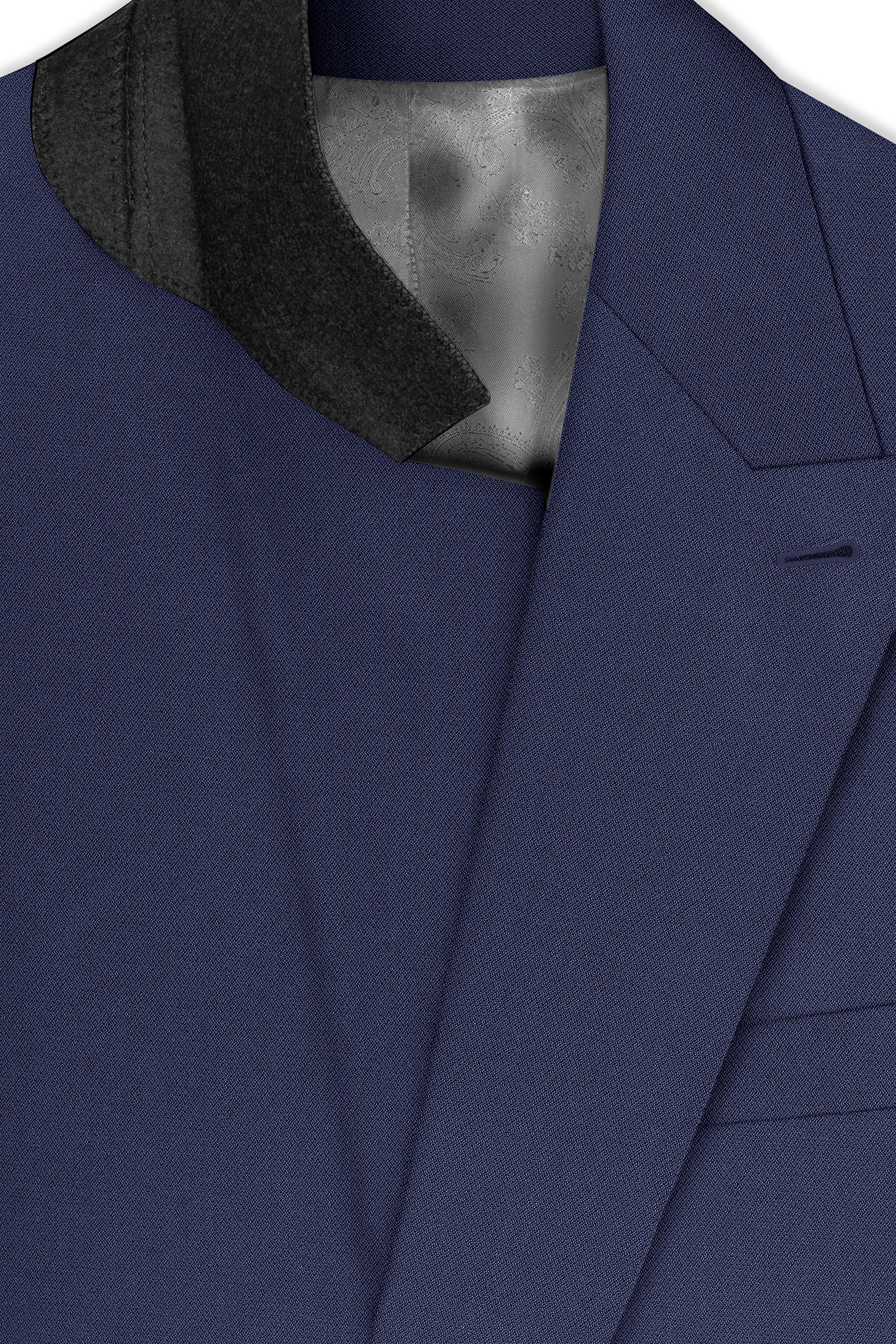 Noctis-Cinder Blue Diamond Textured Wool Rich Slight Stretch Double Breasted Suit