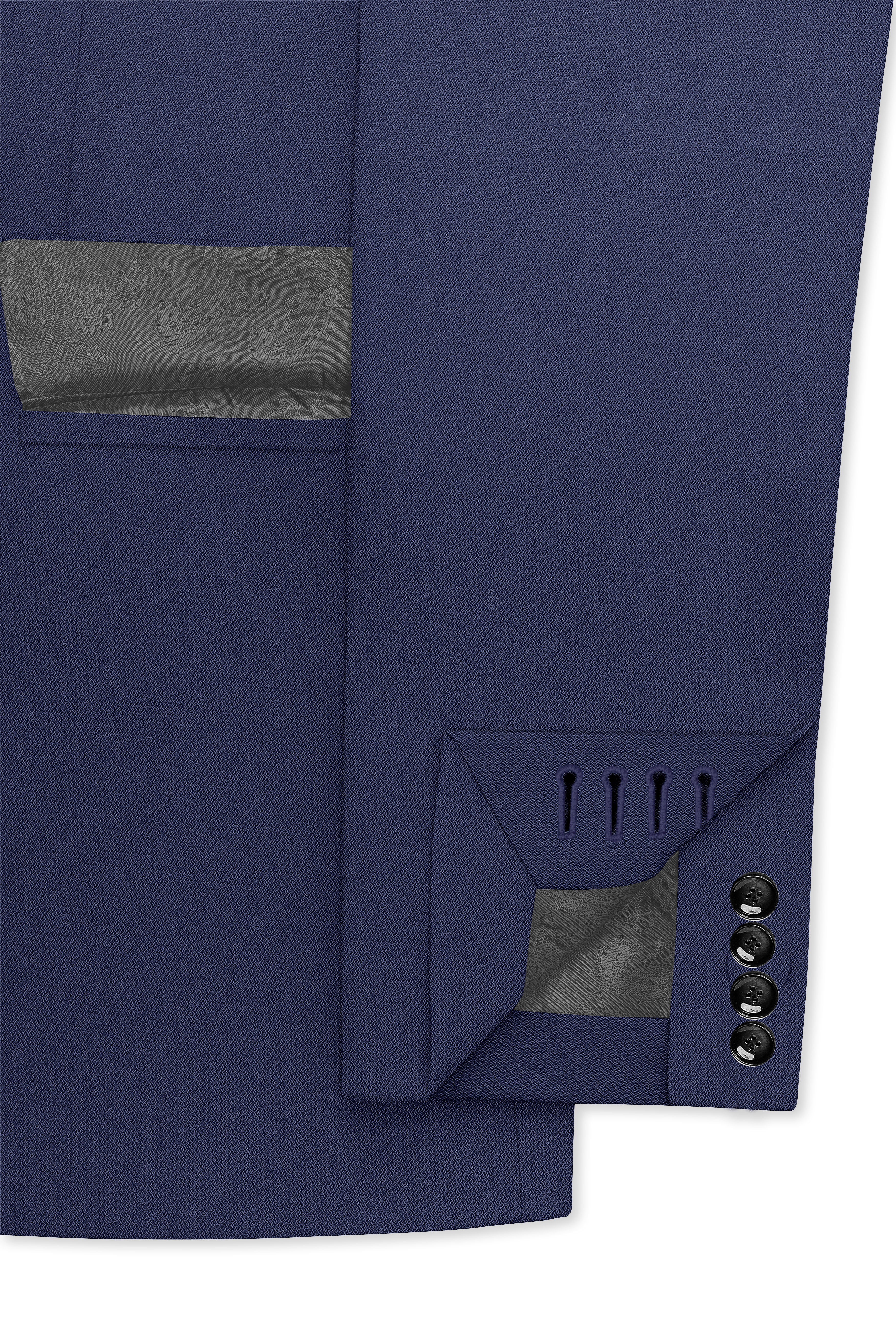 Noctis-Cinder Blue Diamond Textured Wool Rich Slight Stretch Double Breasted Suit