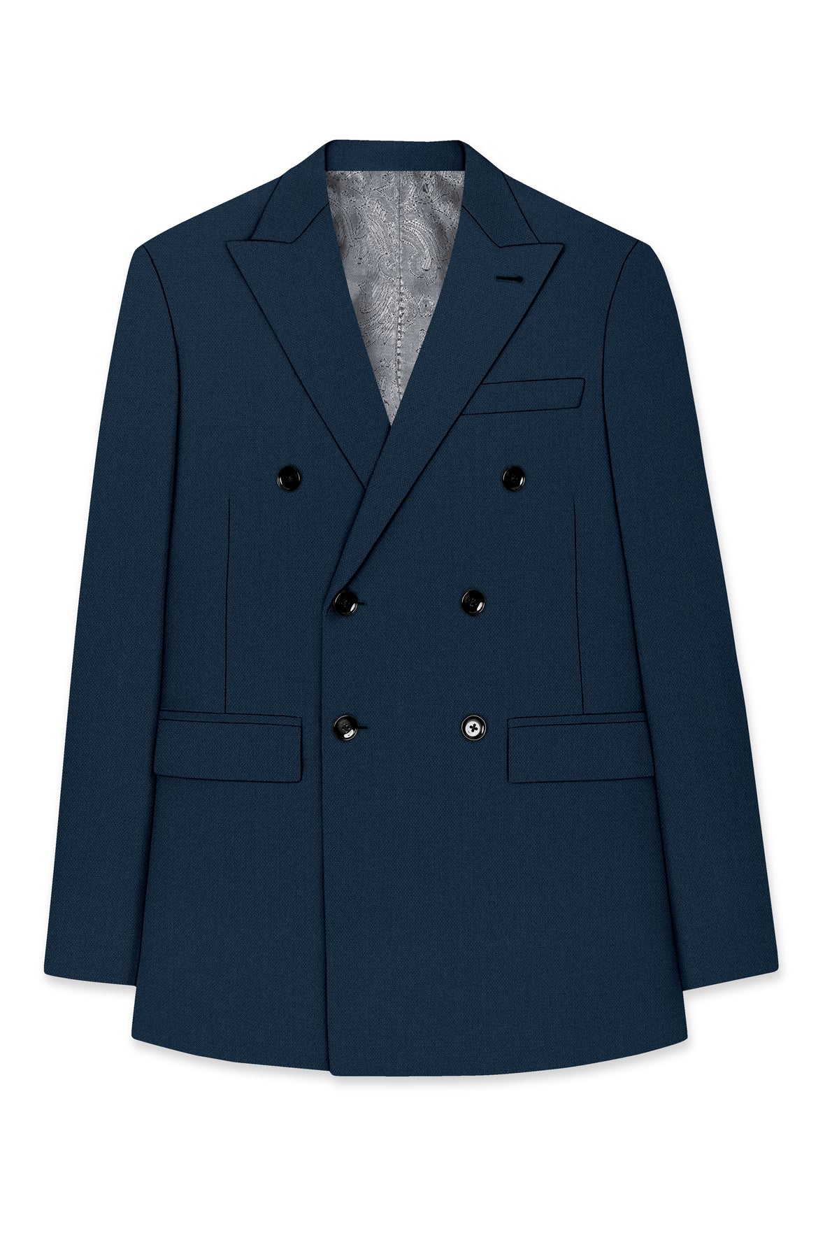 Noctis-Cinder Blue Diamond Textured Wool Rich Slight Stretch Double Breasted Suit