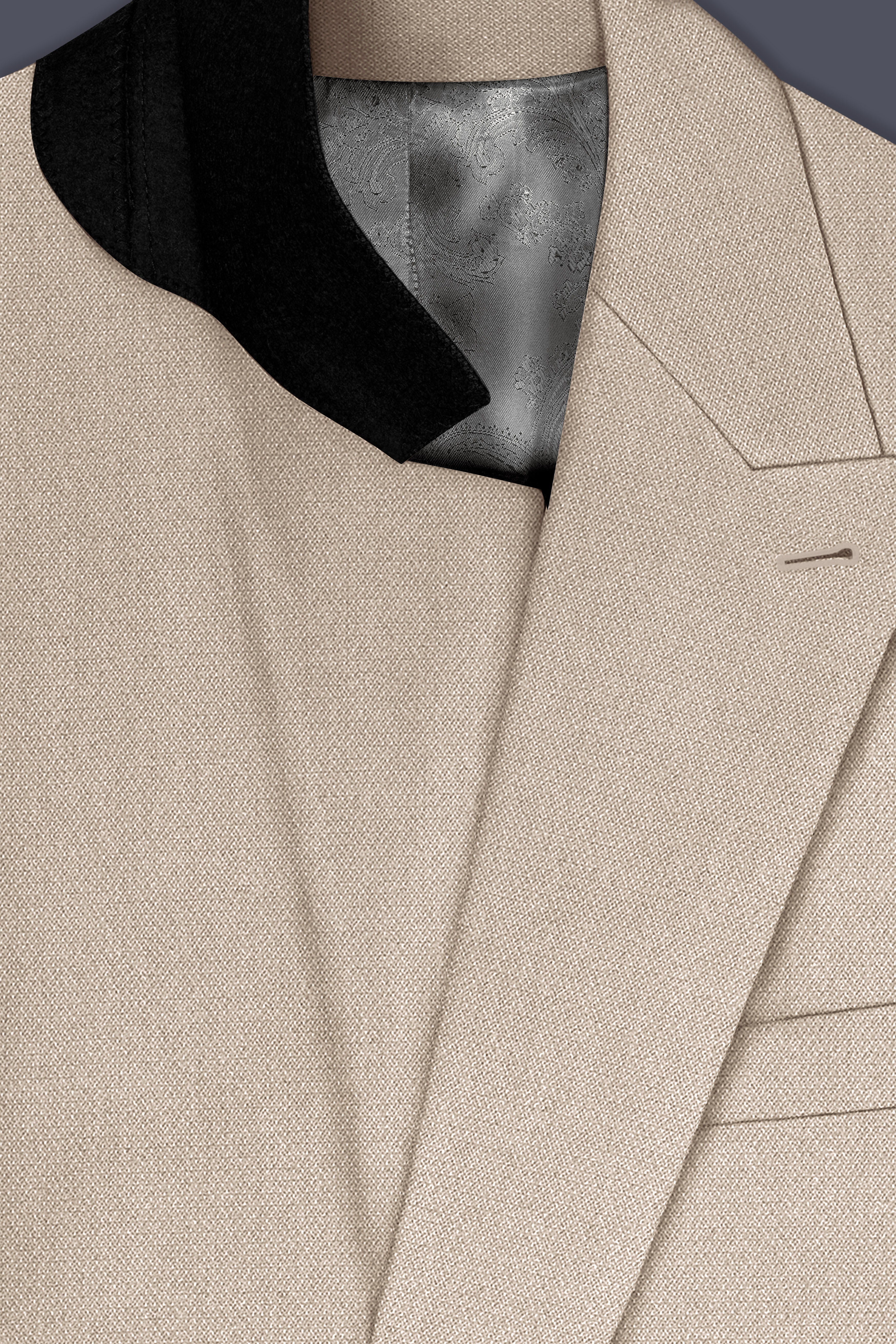 Sienna-Malta Cream Diamond Textured Wool Rich Slight Stretch Double Breasted Suit