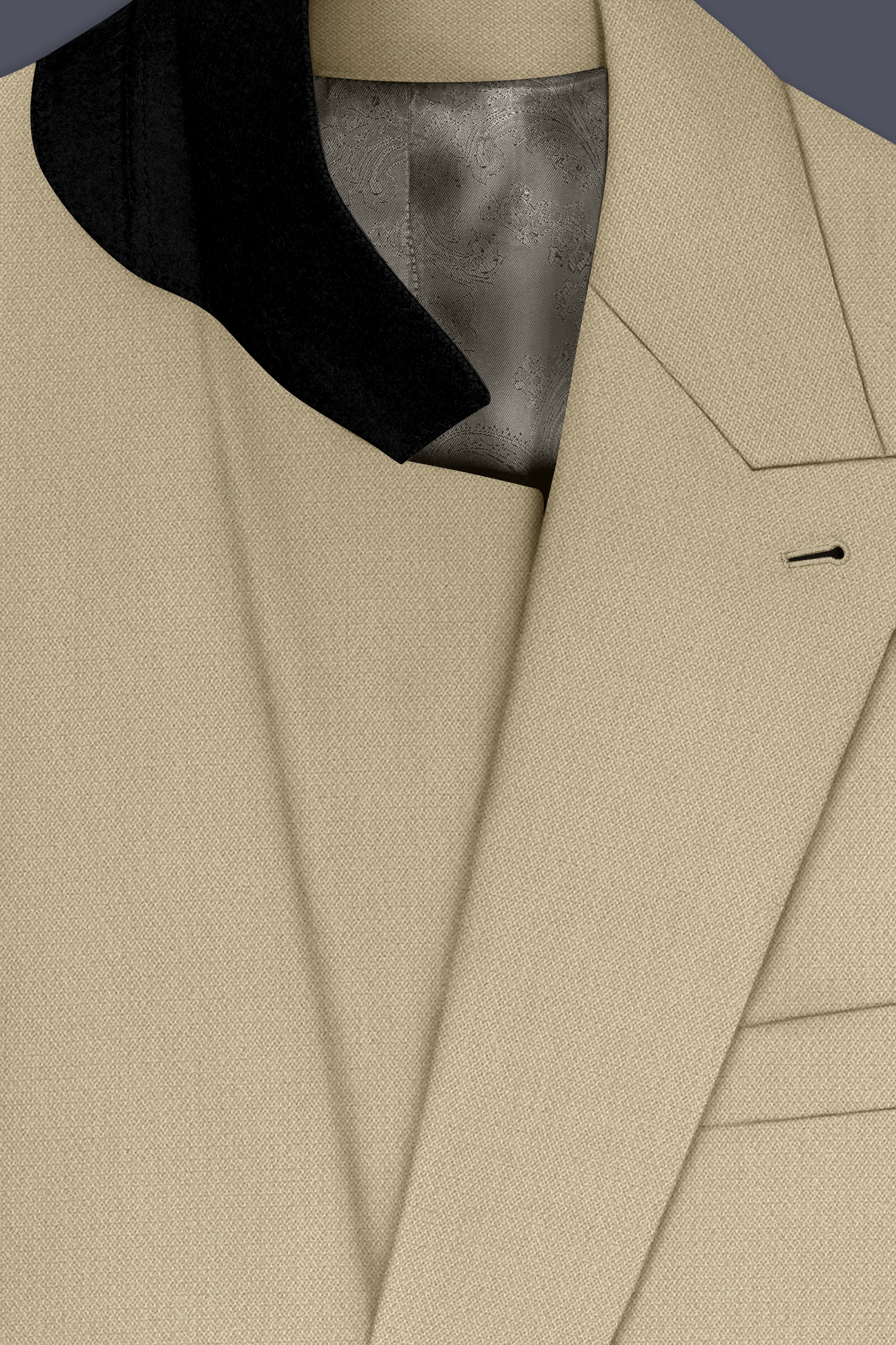 Sienna-Malta Cream Diamond Textured Wool Rich Slight Stretch Double Breasted Suit