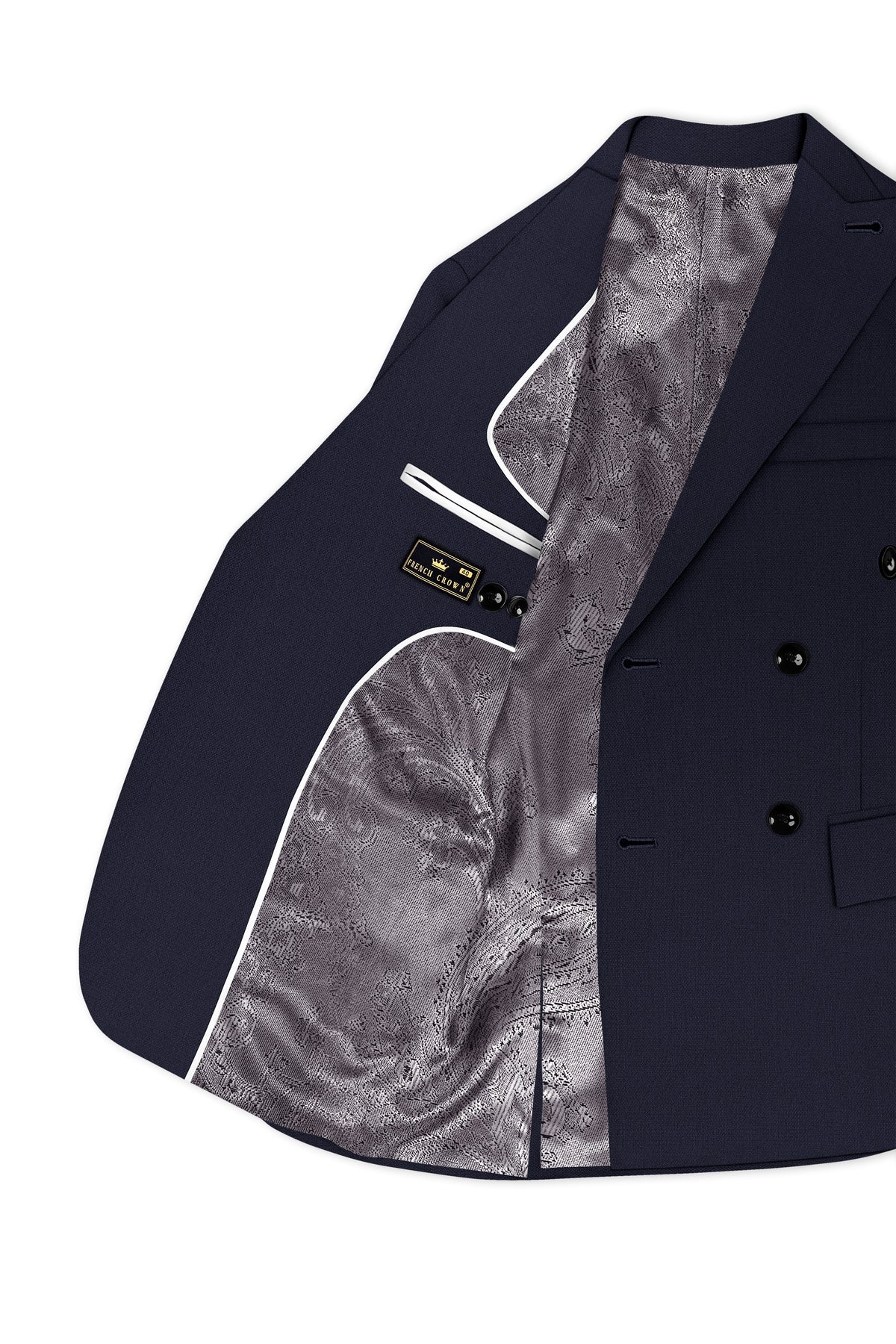 Vesper-Bastille Purple Diamond Textured Wool Rich Slight Stretch Double Breasted Suit