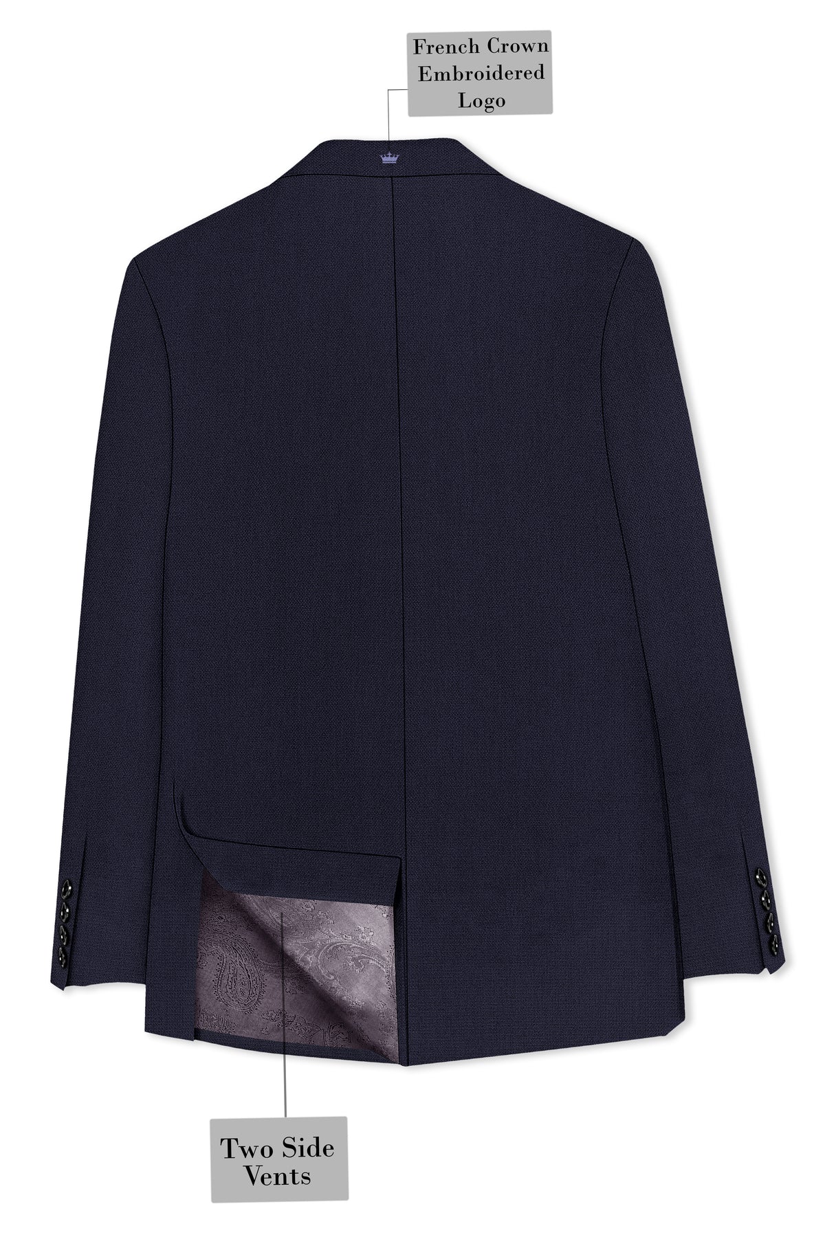 Vesper-Bastille Purple Diamond Textured Wool Rich Slight Stretch Double Breasted Suit