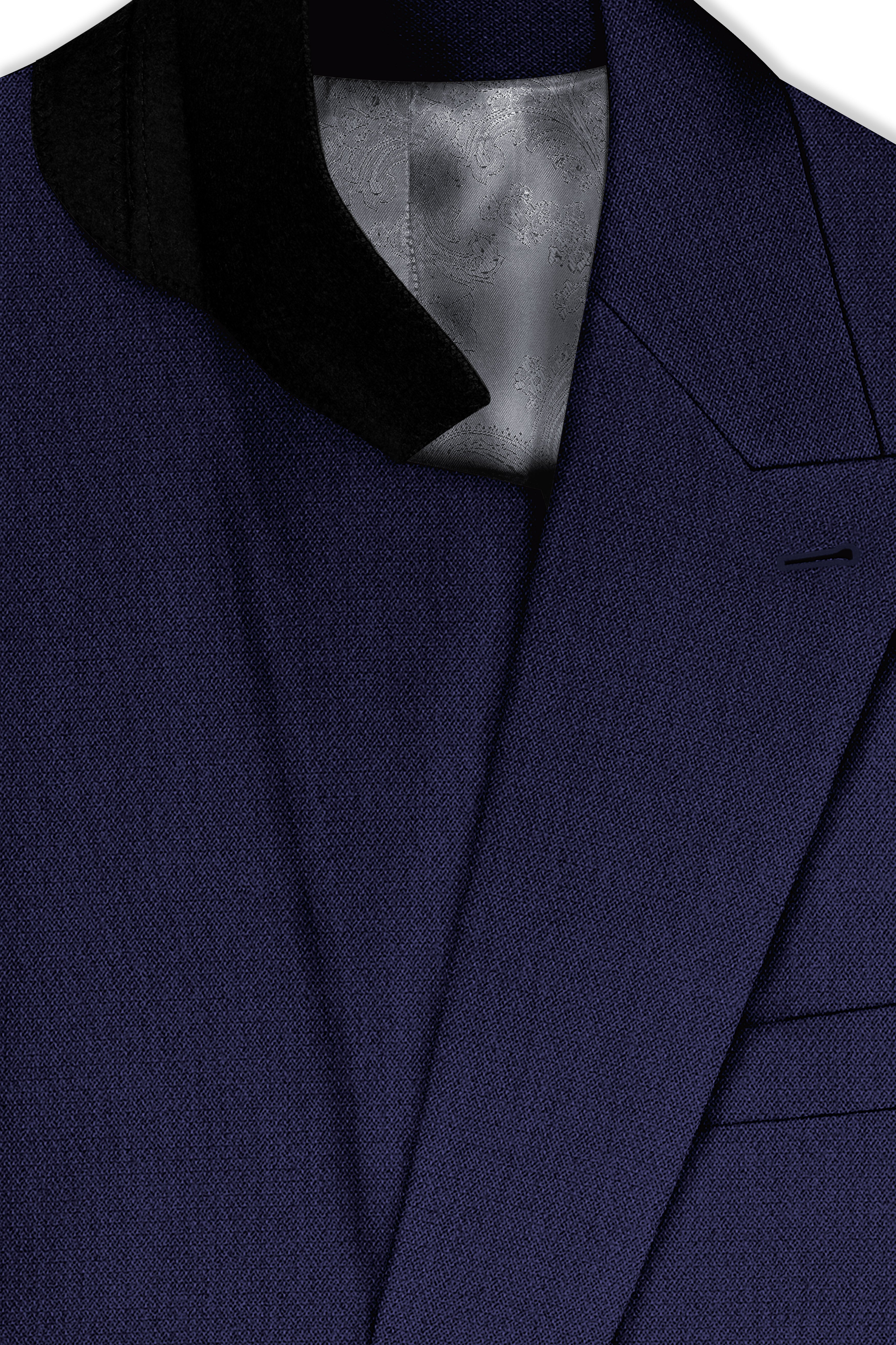 Orion-Vulcan Blue Diamond Textured Wool Rich Slight Stretch Double Breasted Suit
