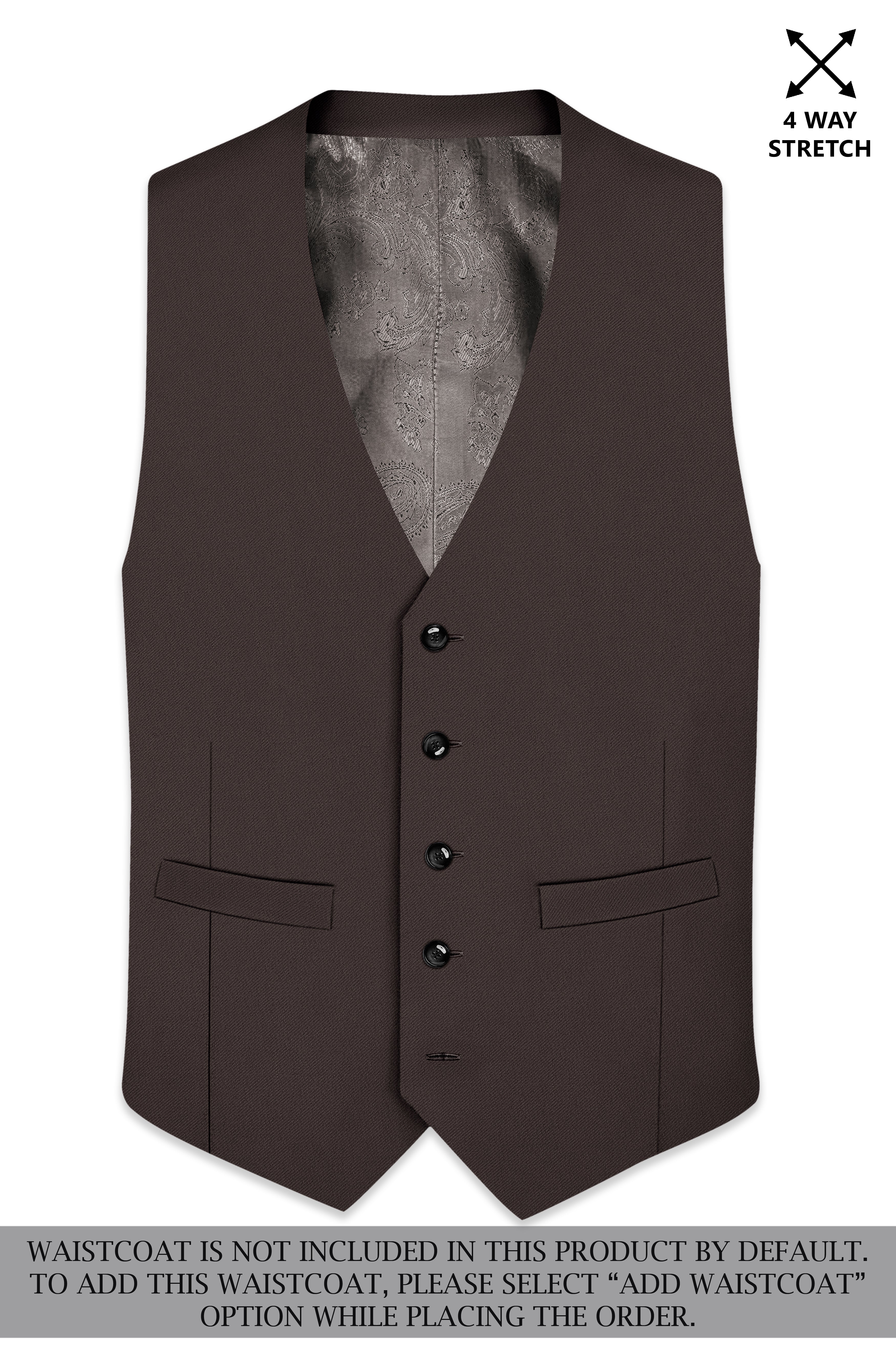 Serein-Korean Taupe Brown 4-Way Stretch Wrinkle-Free Wool Rich Single Breasted Suit