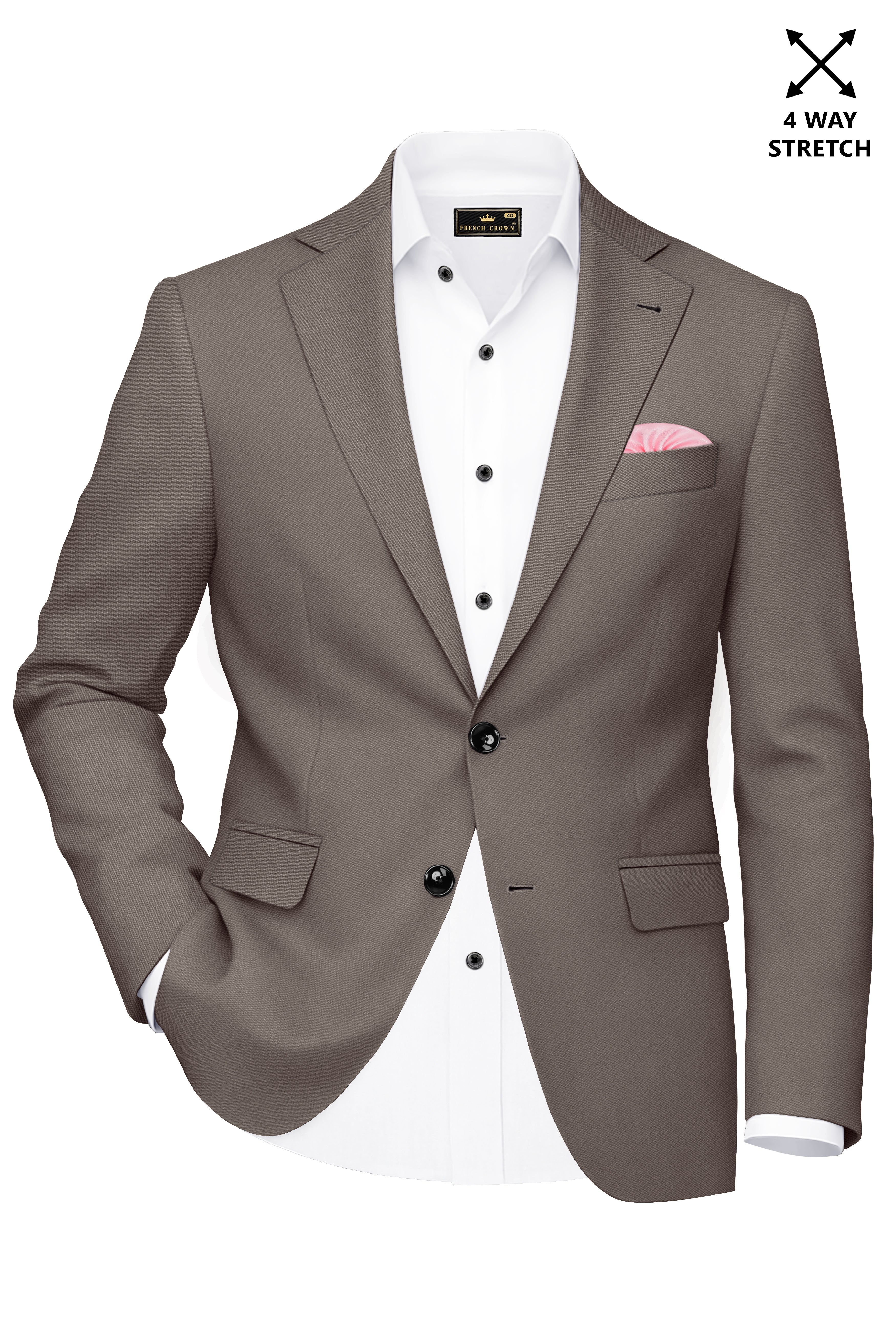 Monarch-Korean Flint Brown 4-Way Stretch Wrinkle-Free Wool Rich Single Breasted Suit