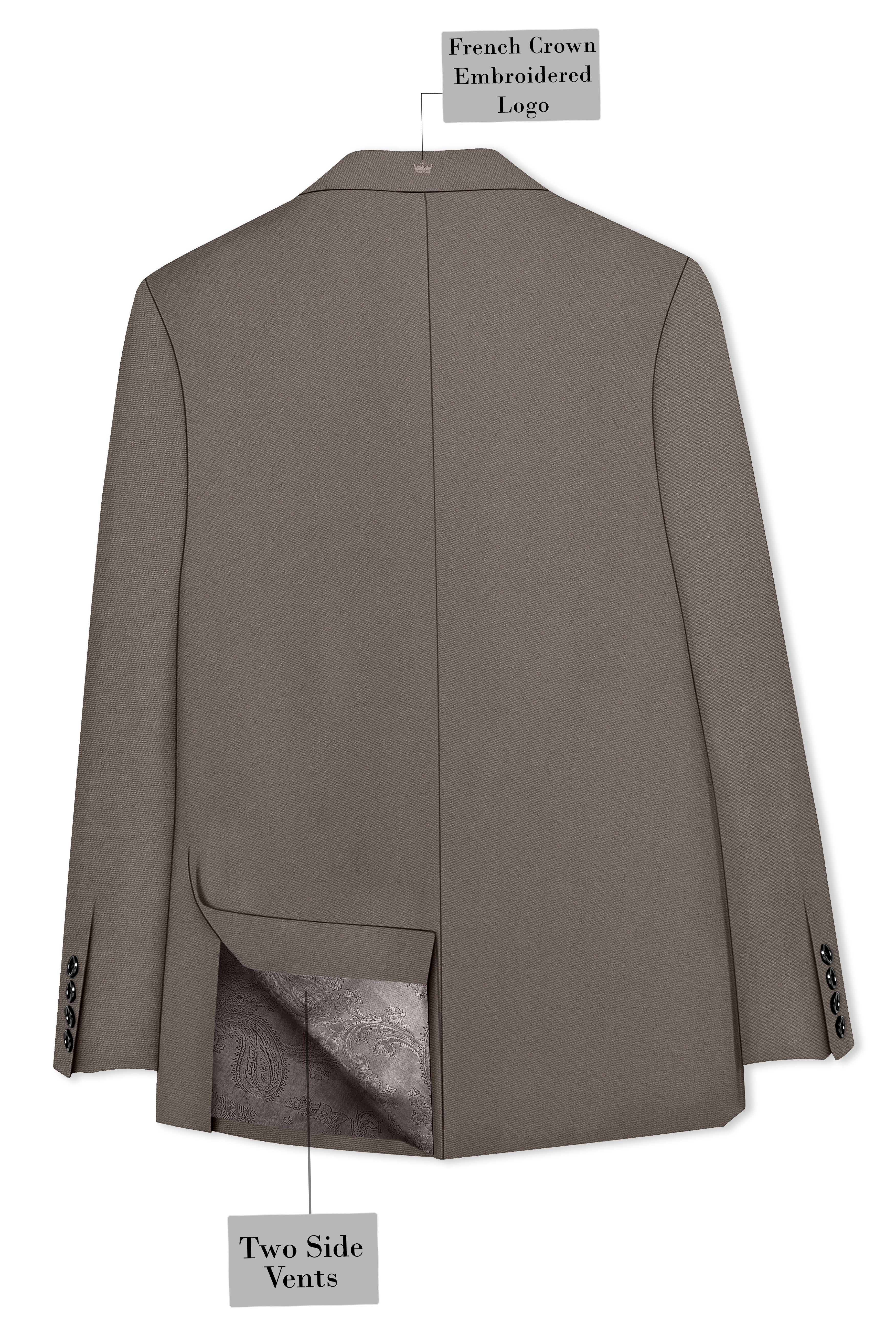 Monarch-Korean Flint Brown 4-Way Stretch Wrinkle-Free Wool Rich Single Breasted Suit