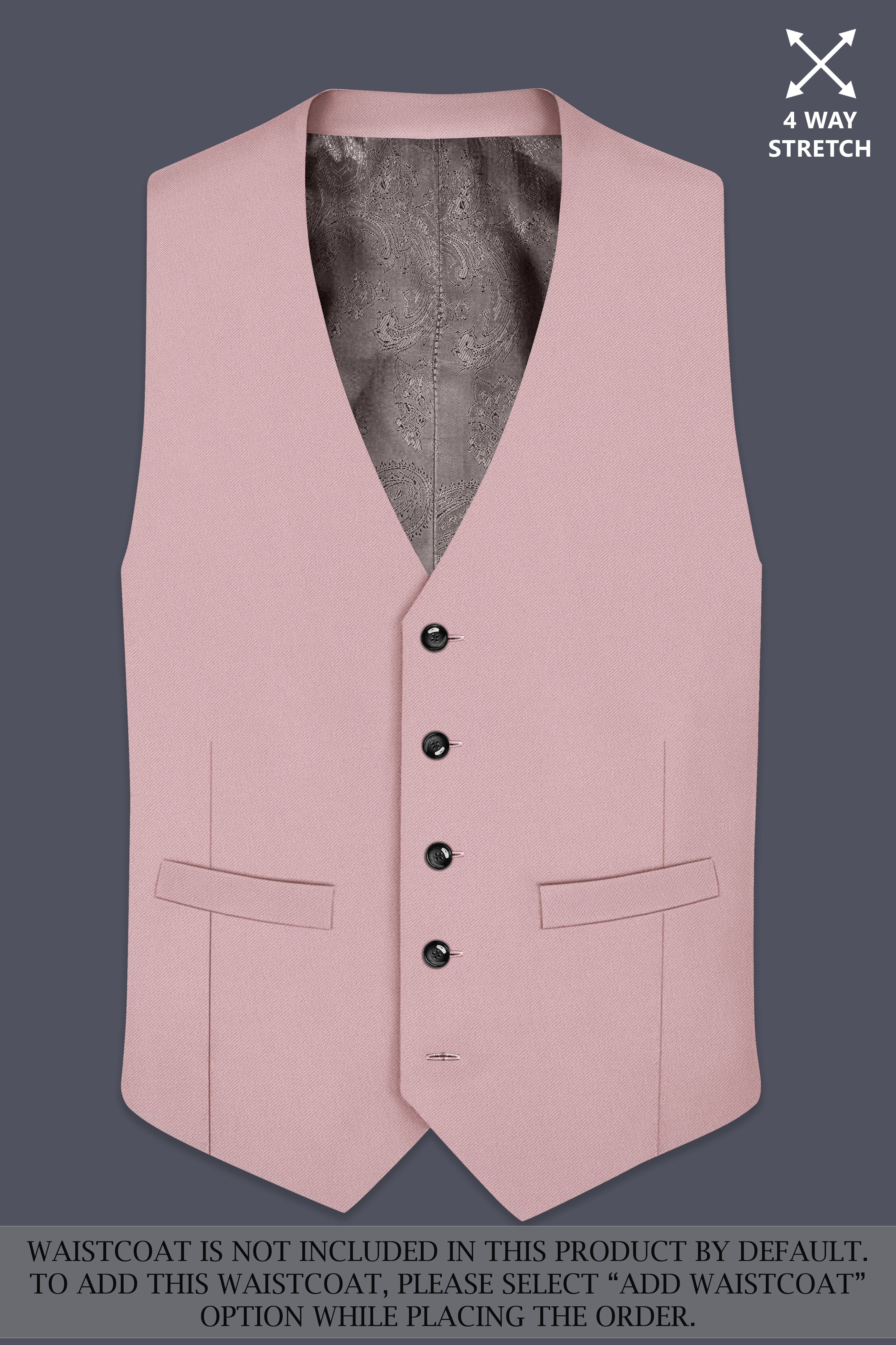 Solenne-Korean Pharlap Peach 4-Way Stretch Wrinkle-Free Wool Rich Double Breasted Suit