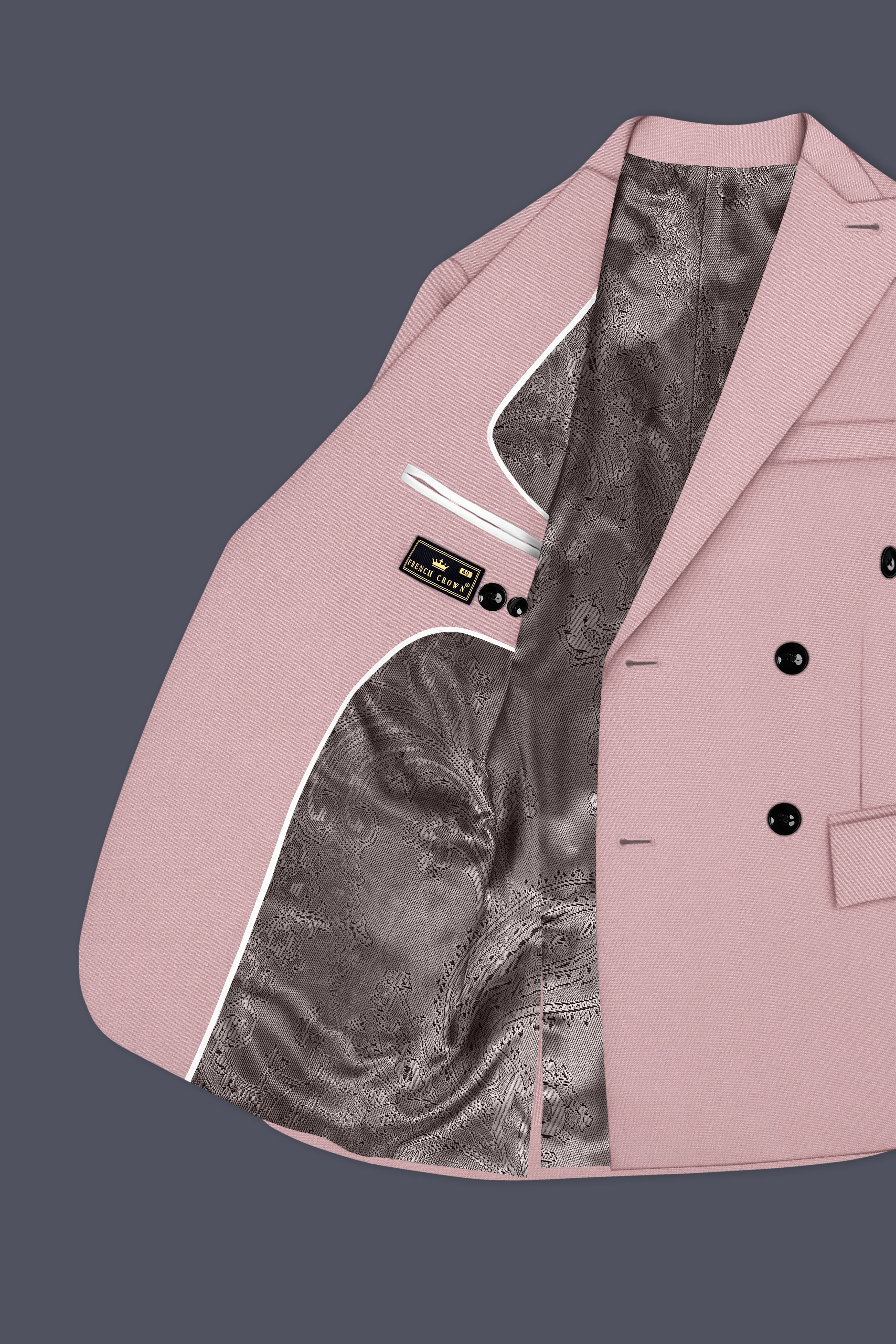 Solenne-Korean Pharlap Peach 4-Way Stretch Wrinkle-Free Wool Rich Double Breasted Suit