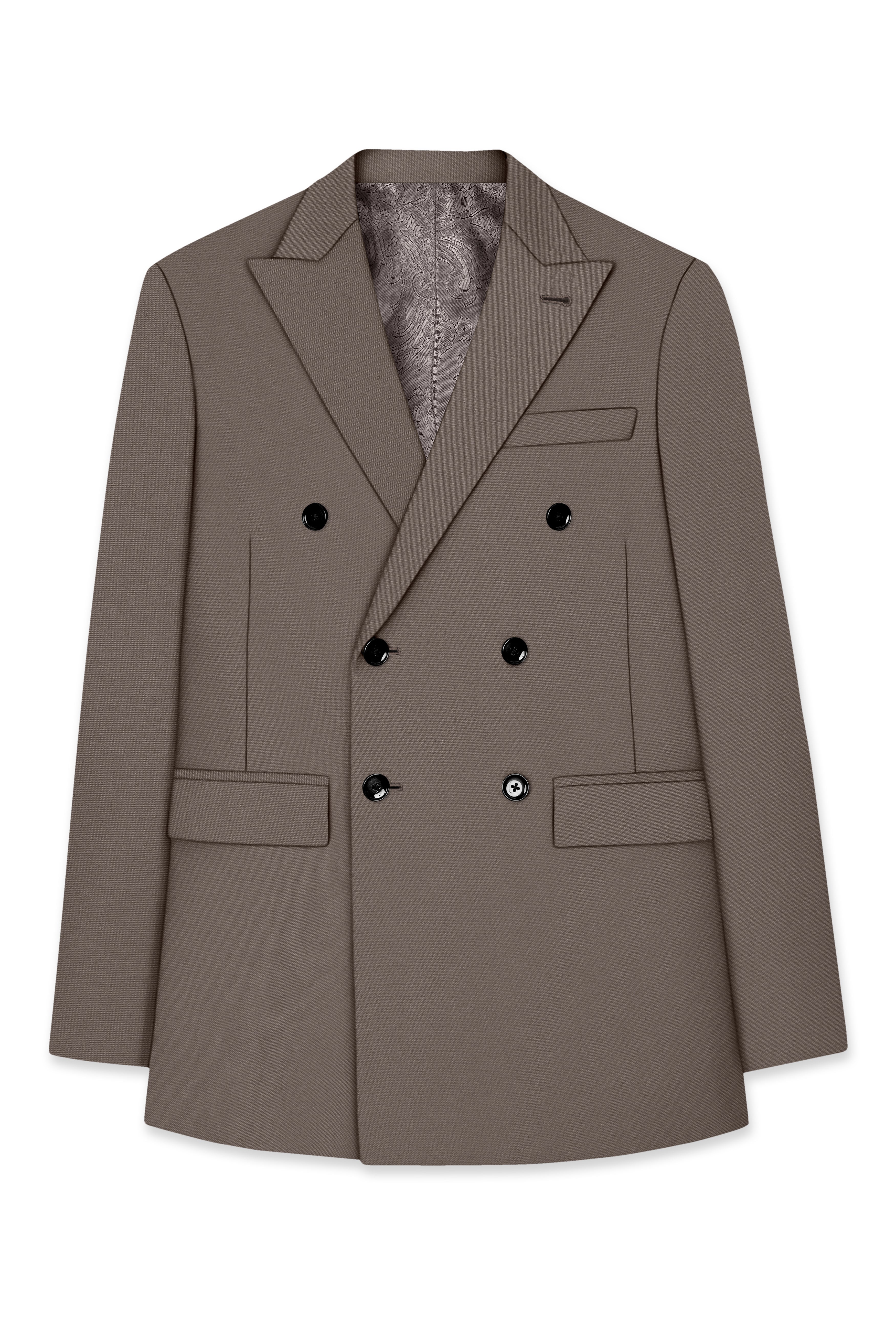 Monarch-Korean Flint Brown 4-Way Stretch Wrinkle-Free Wool Rich Double Breasted Suit
