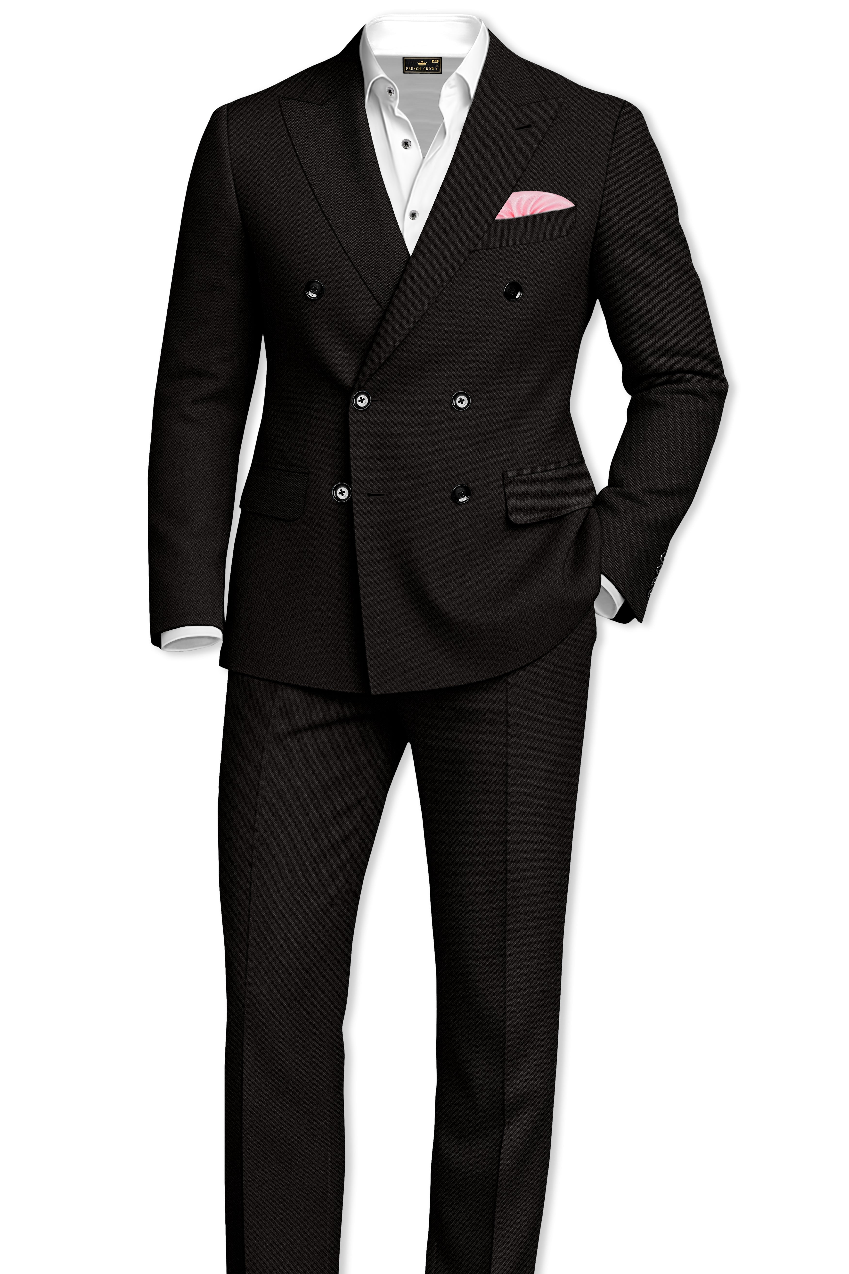 Bronze-Korean Zeus Brown 4-Way Stretch Wrinkle-Free Wool Rich Double Breasted Suit