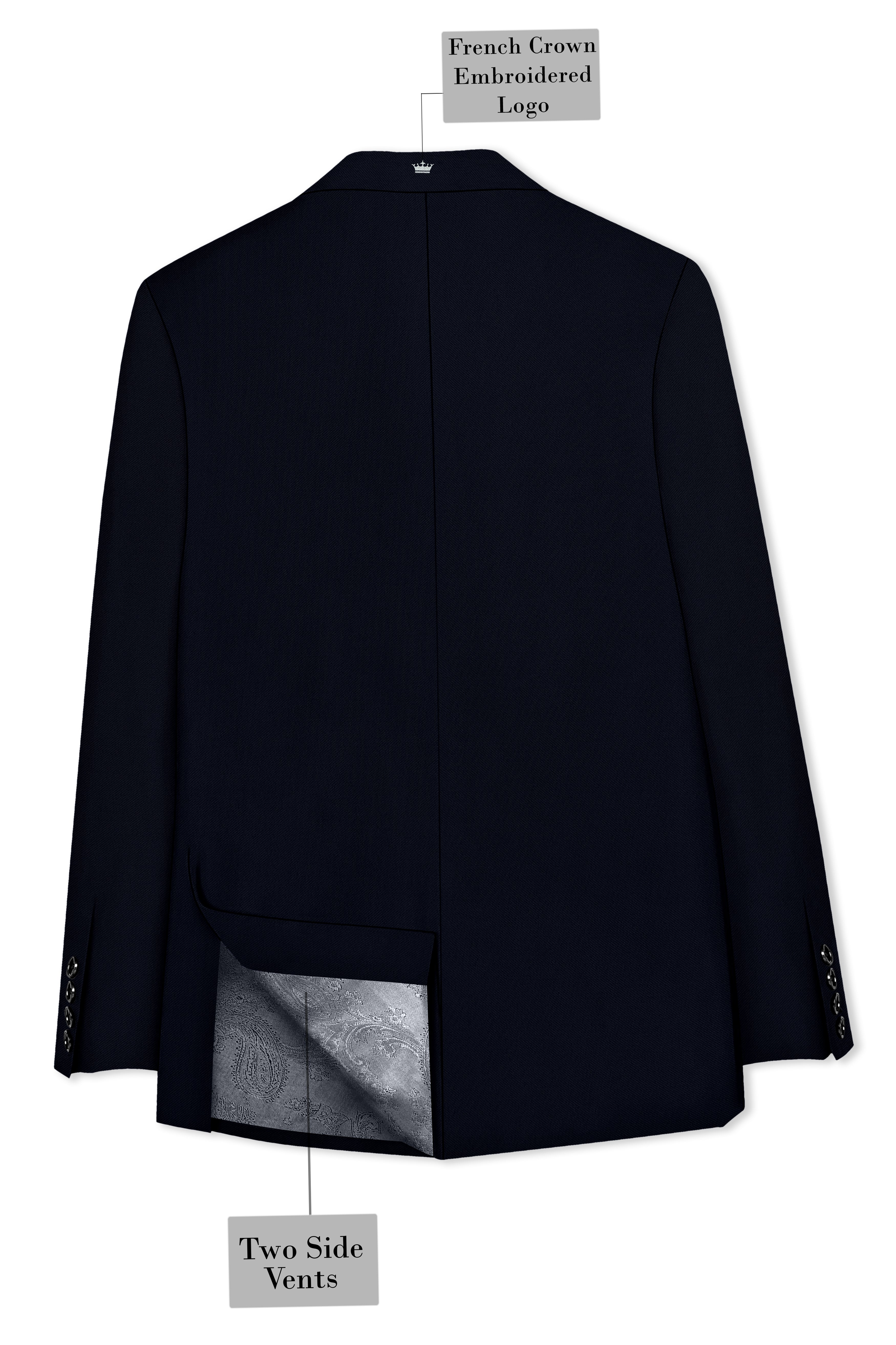 Nero-Korean Tealish Navy 4-Way Stretch Wrinkle-Free Wool Rich Single Breasted Suit