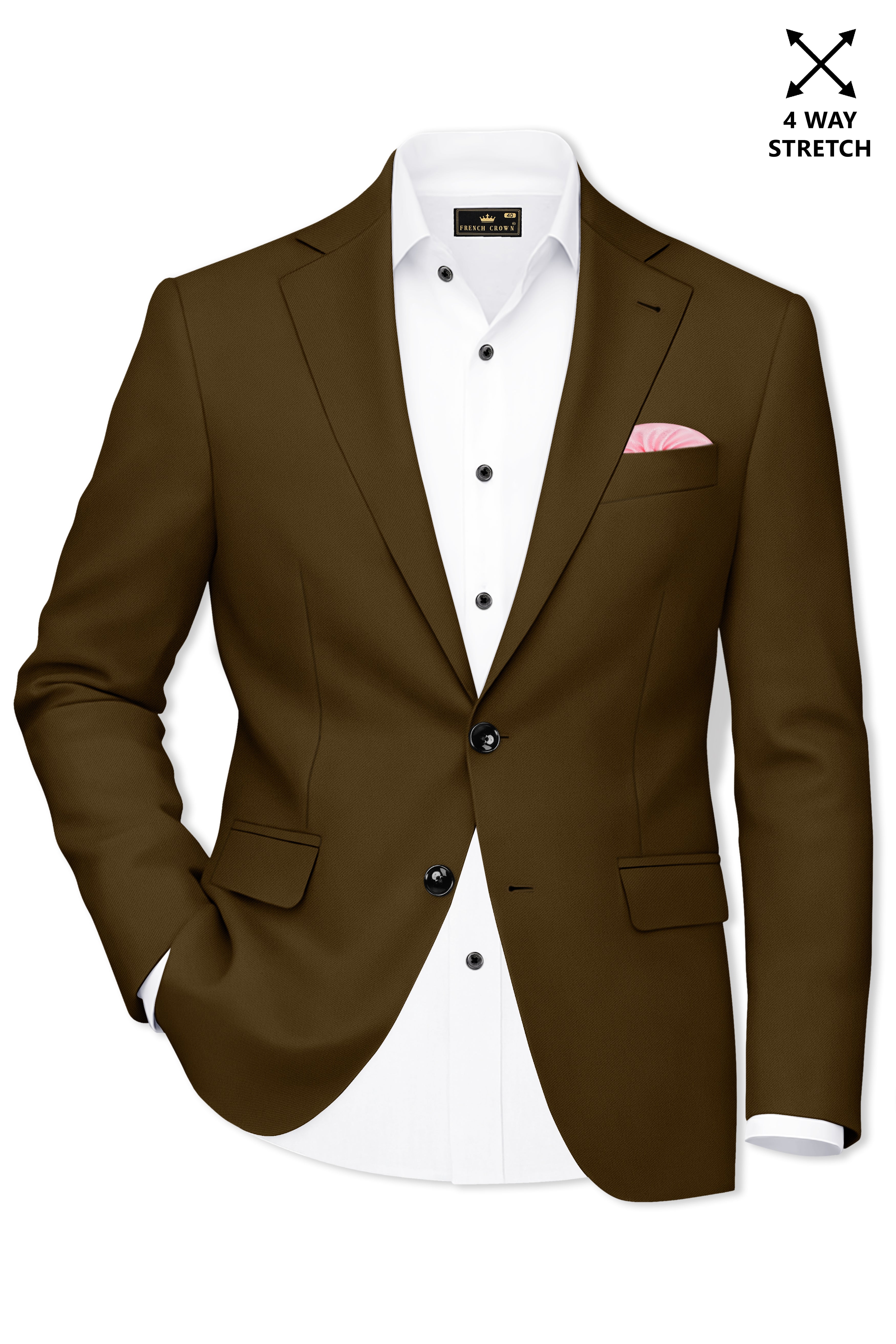 Terra-Korean Tumbleweed Brown 4-Way Stretch Wrinkle-Free Wool Rich Single Breasted Suit