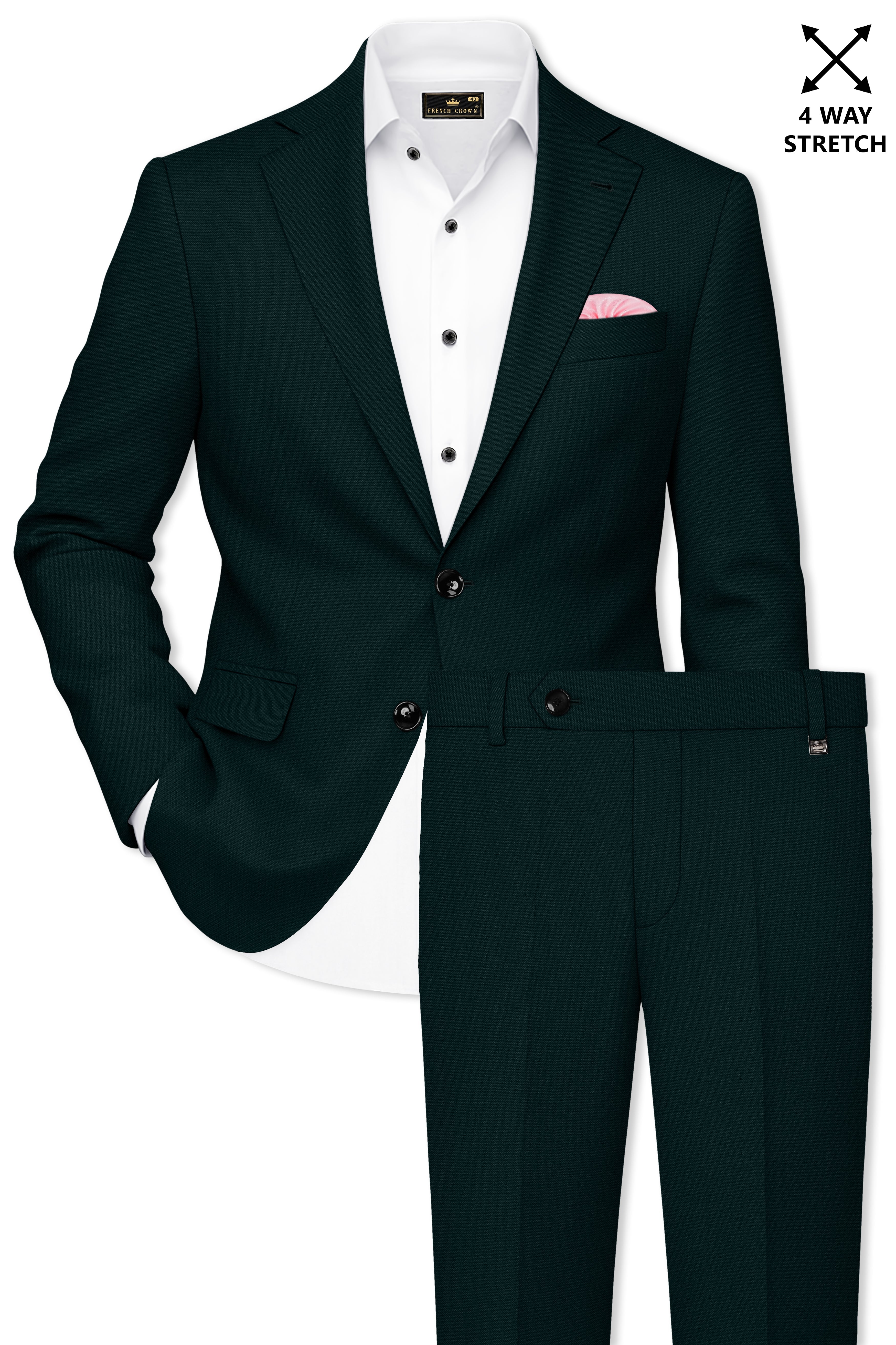 Terrain-Korean Swamp Green 4-Way Stretch Wrinkle-Free Wool Rich Single Breasted Suit
