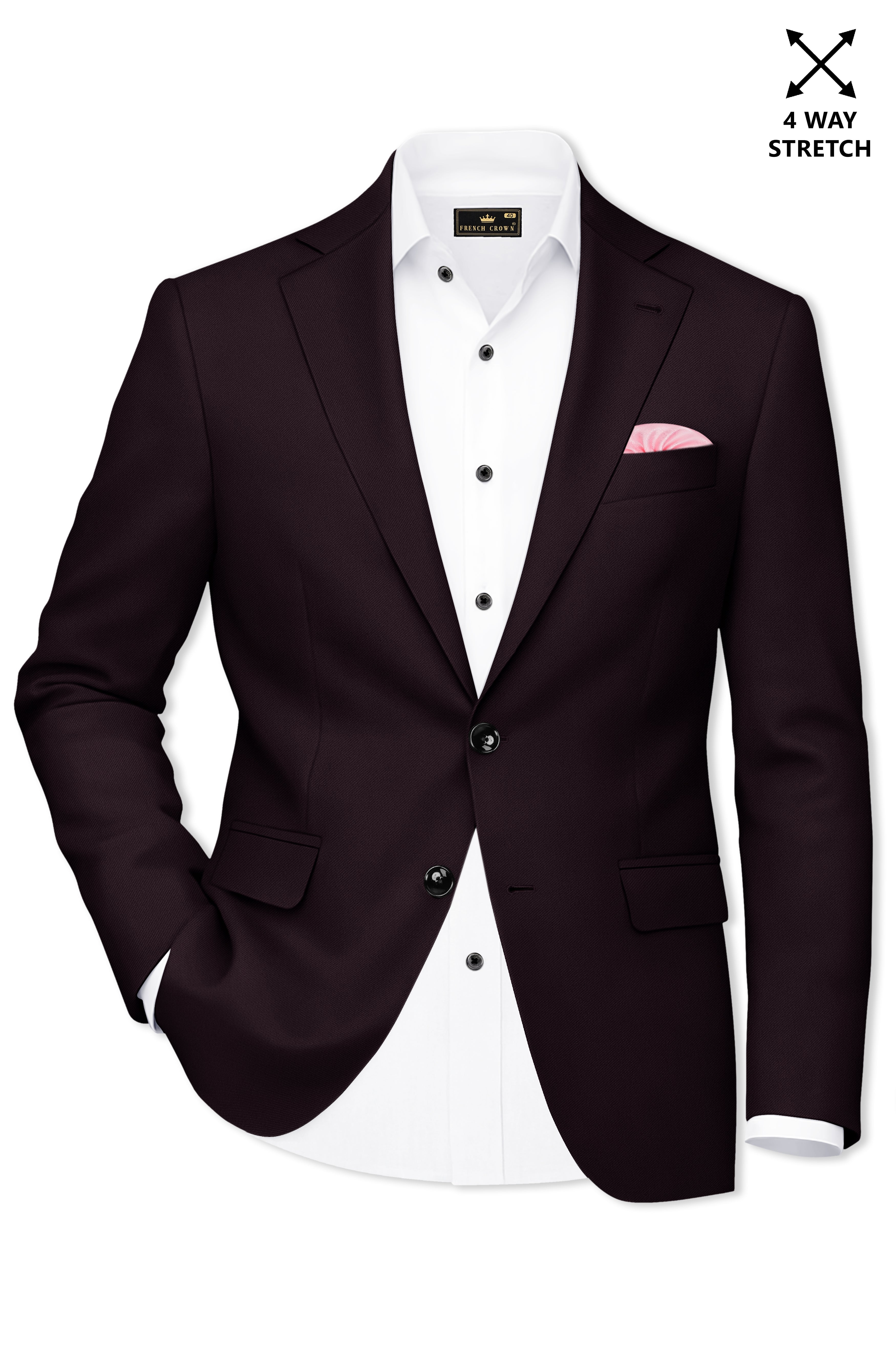 Merlot-Korean Wine Purple 4-Way Stretch Wrinkle-Free Wool Rich Single Breasted Suit