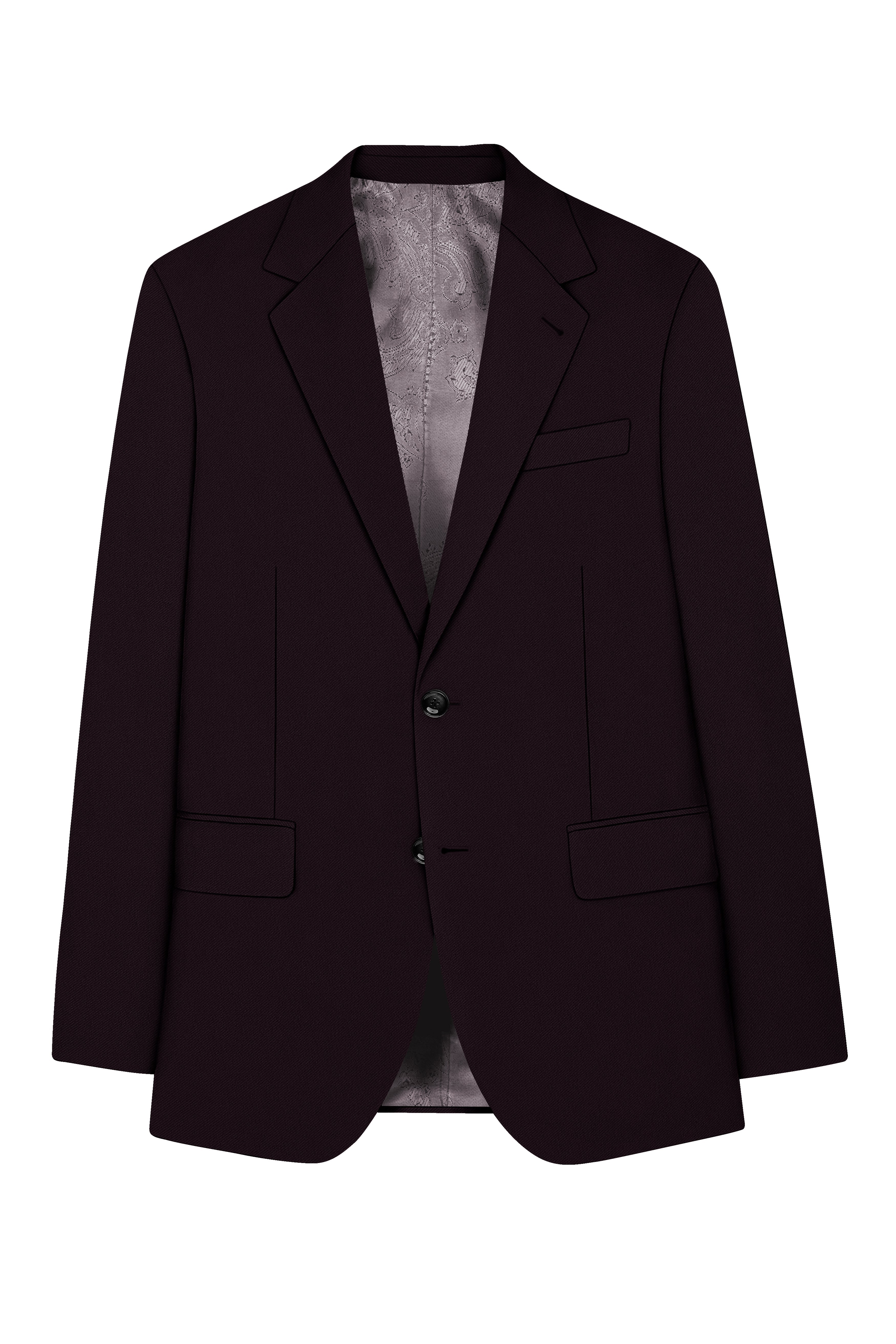 Merlot-Korean Wine Purple 4-Way Stretch Wrinkle-Free Wool Rich Single Breasted Suit