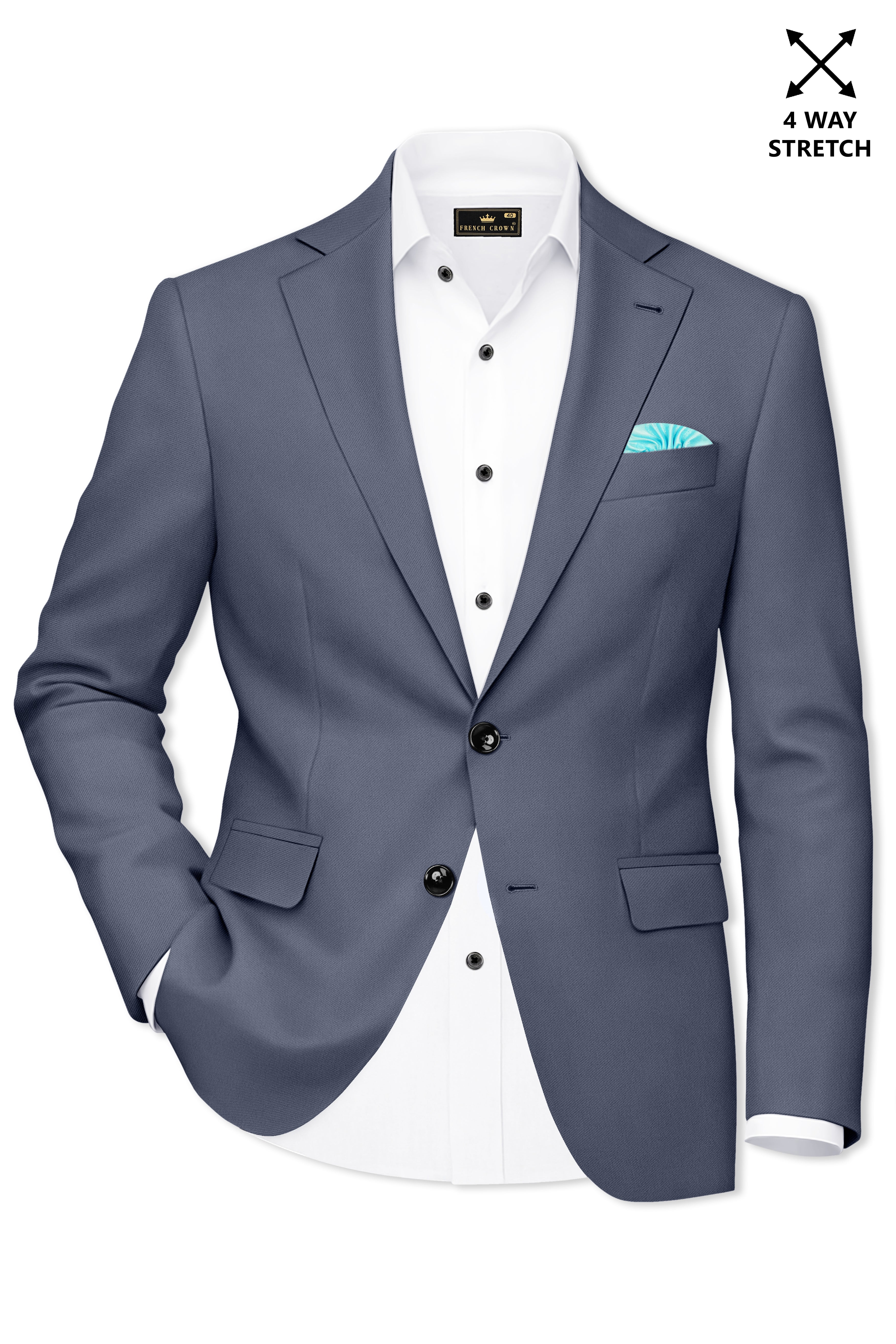 Monarch-Korean Dolphin Gray 4-Way Stretch Wrinkle-Free Wool Rich Single Breasted Suit