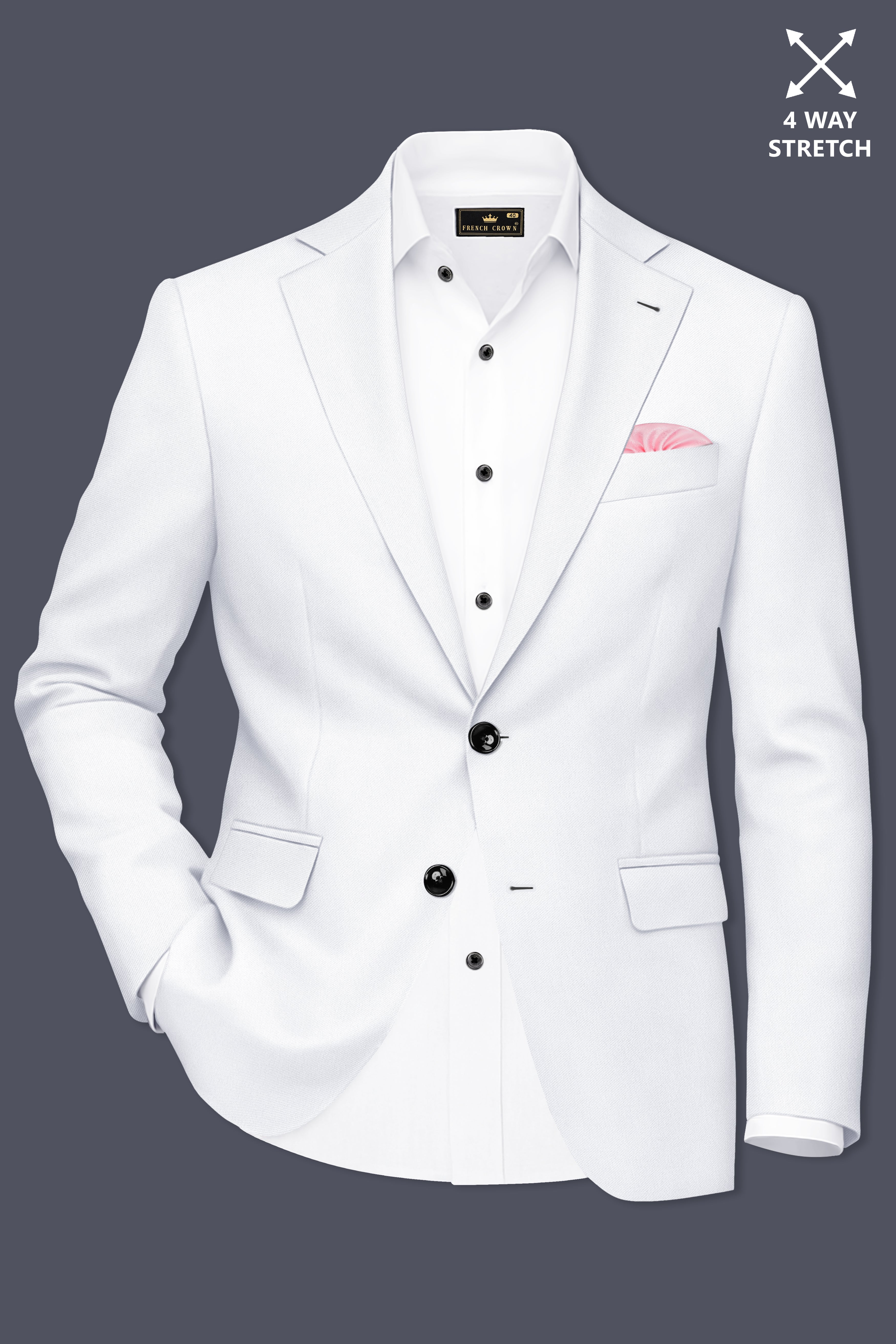 Lumier-Korean Bright White 4-Way Stretch Wrinkle-Free Wool Rich Single Breasted Suit